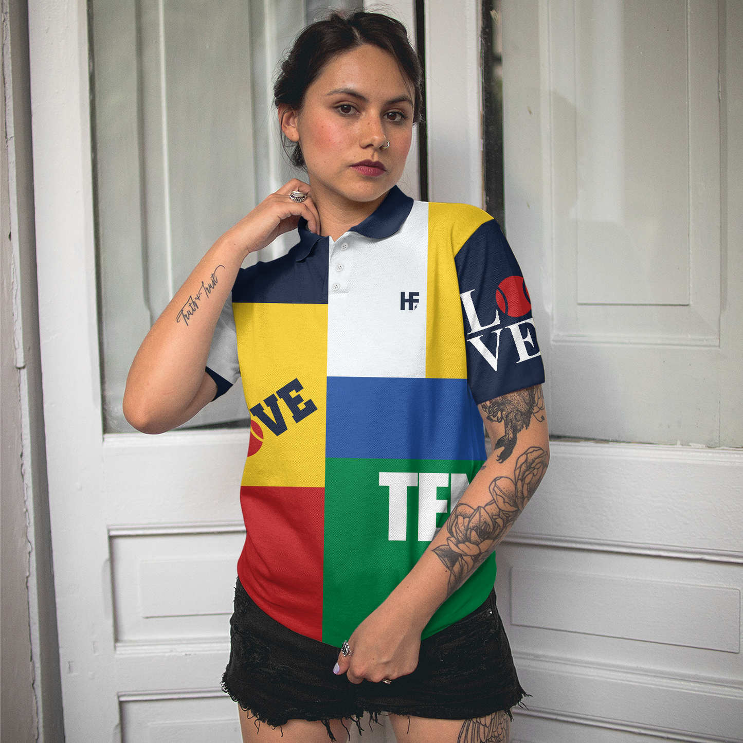 Color-Blocked Tennis Shirt Short Sleeve Women Polo Shirt - Best Gift For Tennis Lovers