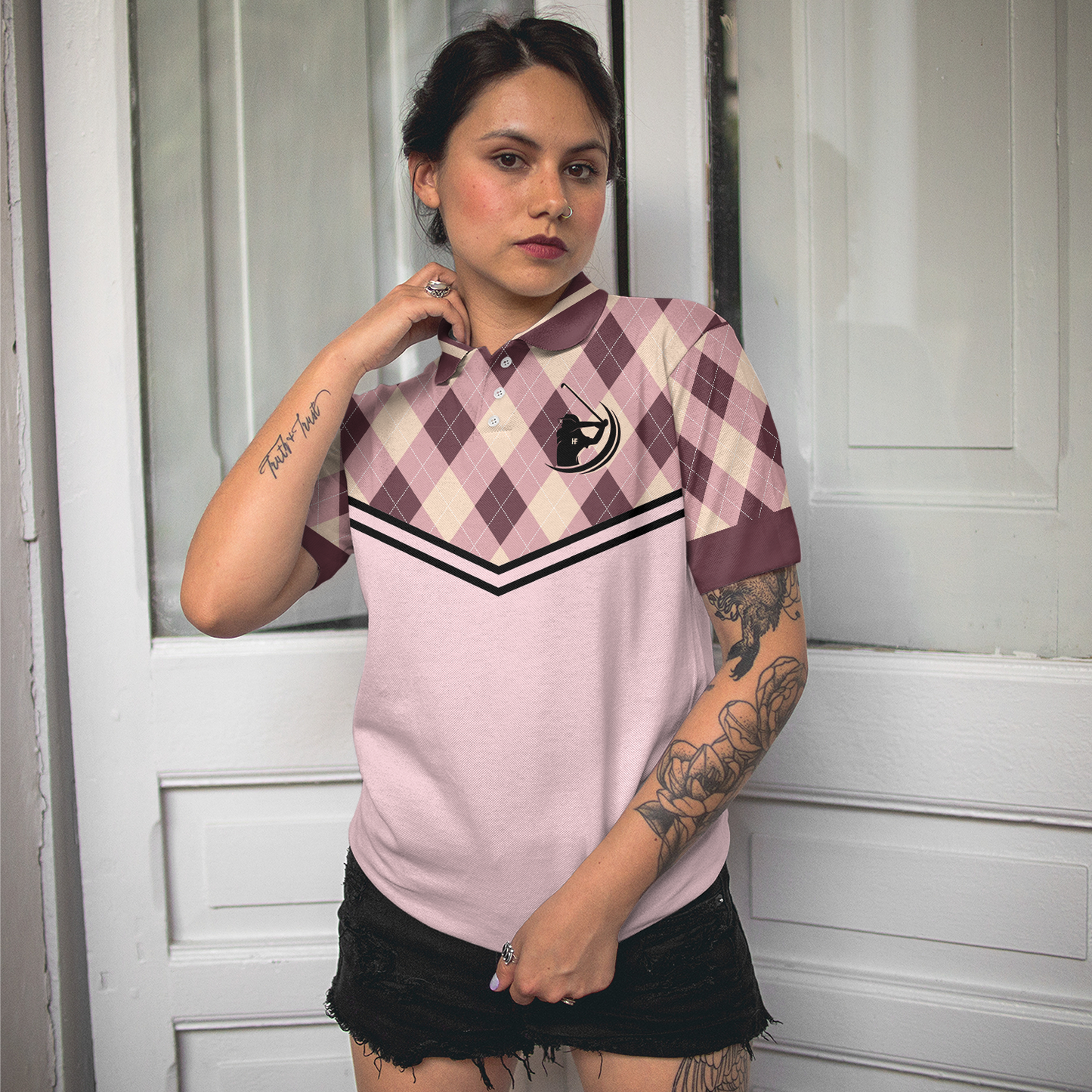 Girl Play Golf Women Polo Shirt, Some Girls Play Golf And Drink Too Much Women Polo Shirt, Funny Argyle Pattern Golf Shirt - Perfect Gift For Women