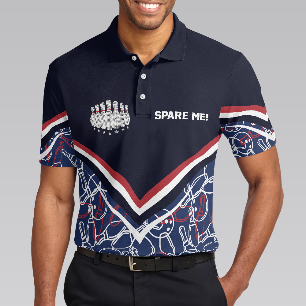 Spare Me Bowling Short Sleeve Polo Shirt, Bowling Ball And Pin Pattern Polo Shirt, Best Bowling Shirt For Men - Perfect Gift For Men, Bowlers