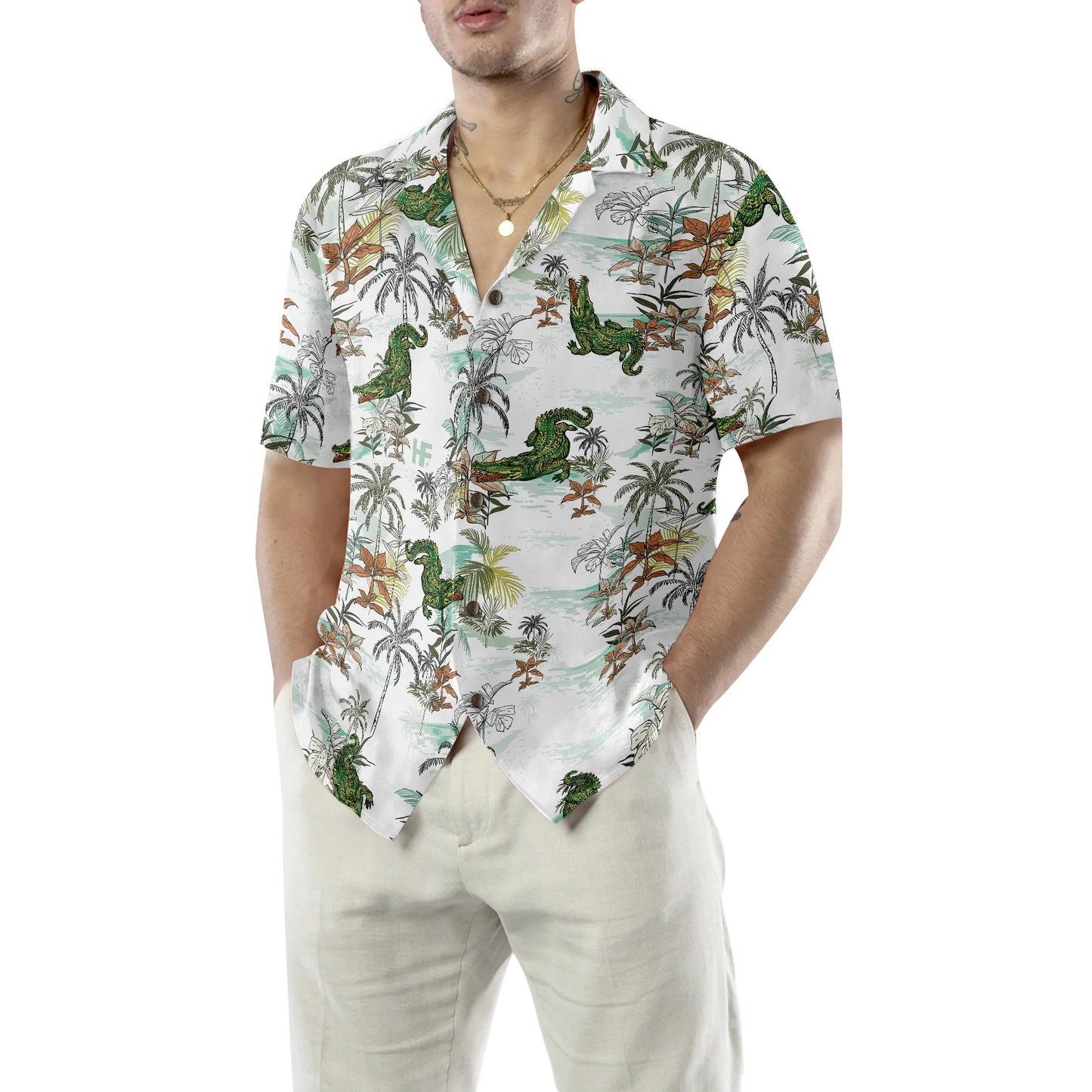 Alligator Seamless Pattern Hawaiian Shirt, Alligator Tropical Aloha Shirt For Men And Women, Perfect Gift For Alligator Lovers