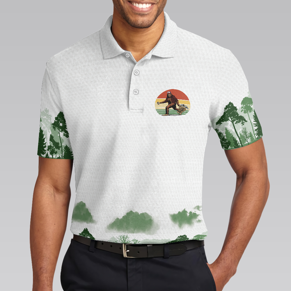 Cool Big Foot Golf Men Polo Shirt, Golf Not All Wanders Shirt For Male Golfers, Beer Drinking Golf Shirt For Men