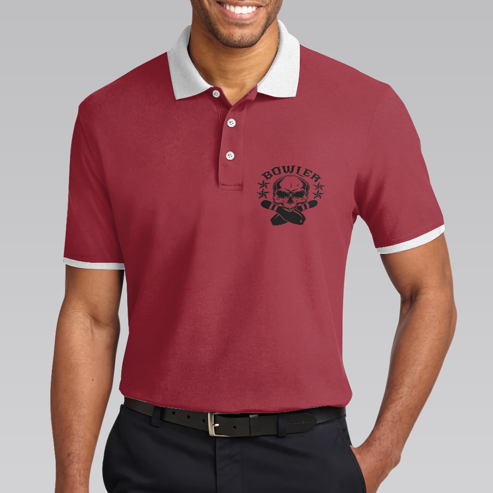 Bowling Men Polo Shirt - Bowling Skull Polo Shirt, American Flag Bowling Polo Shirt For Men - Perfect Gift For Friend, Family, Bowling Lovers
