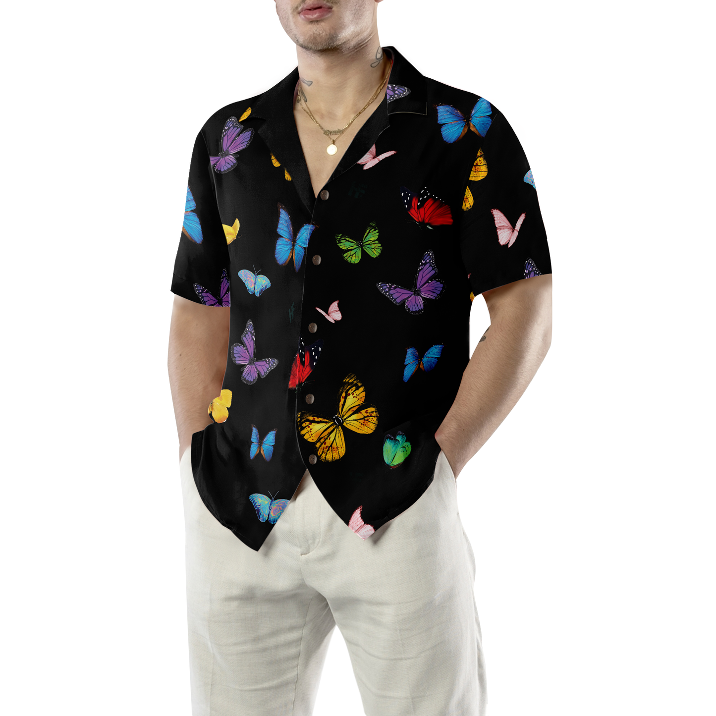 Butterfly Seamless Pattern Hawaiian Shirt, Best Gift For Husband, Wife, Boyfriend, Girlfriend, Friend, Family