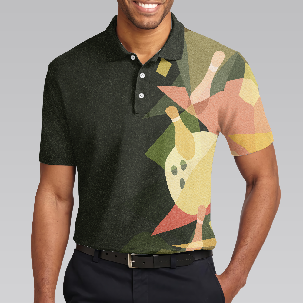 Bowling Men Polo Shirt - Artistic Colorful Bowling Men Polo Shirt - Perfect Gift For Friend, Family, Bowling Lovers