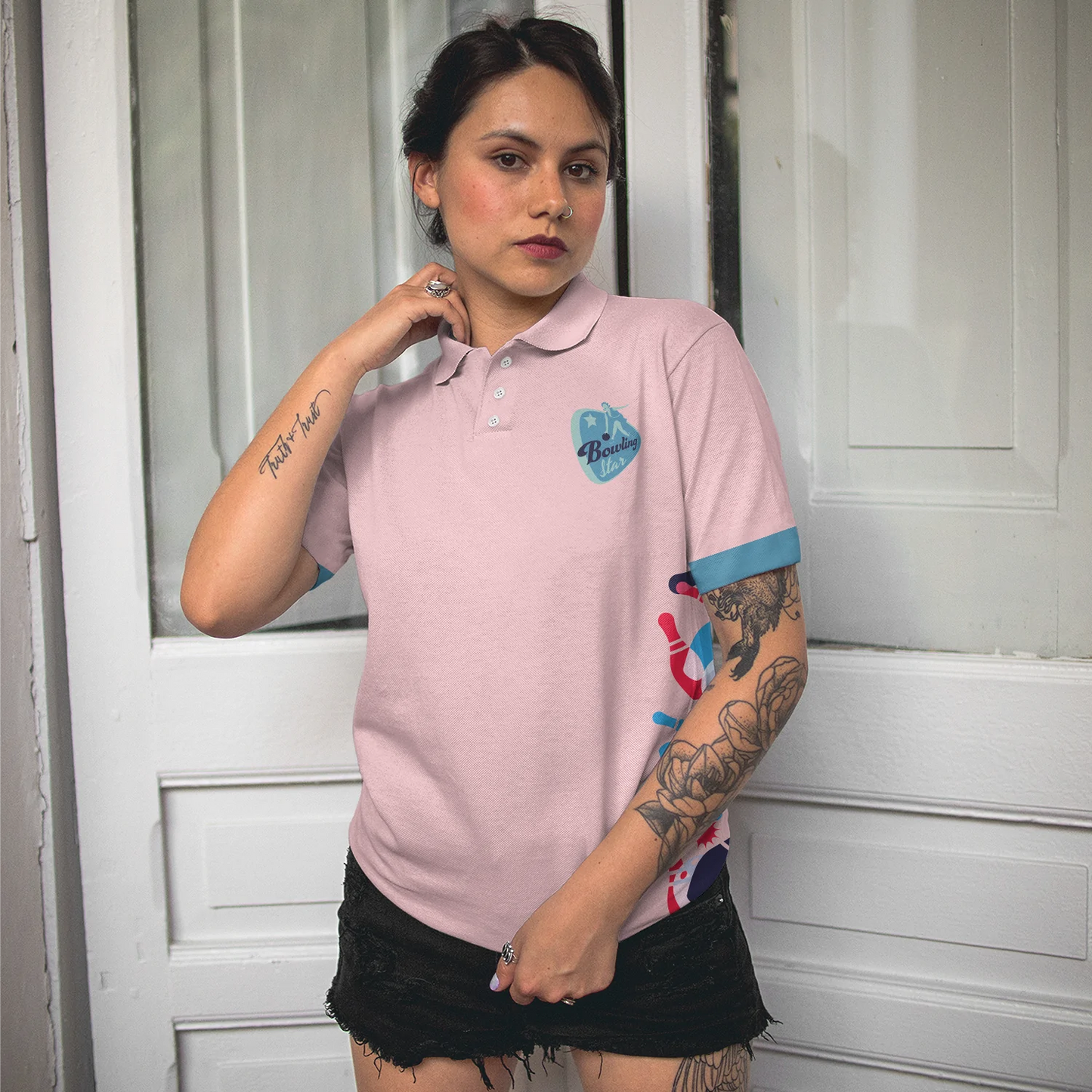 Queen Of The Lanes Bowling Short Sleeve Women Polo Shirt, Pink Ladies Bowling Shirt, Tenpin Bowling Shirt - Best Bowling Gift For Women