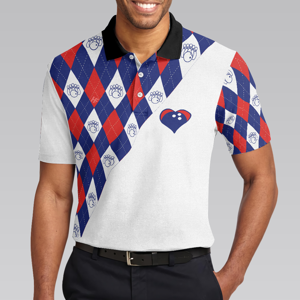 Bowling Men Polo Shirt - Bowling Heart Men Polo Shirt, Plaid Pattern Shirt For Men - Perfect Gift For Friend, Family, Bowling Lovers