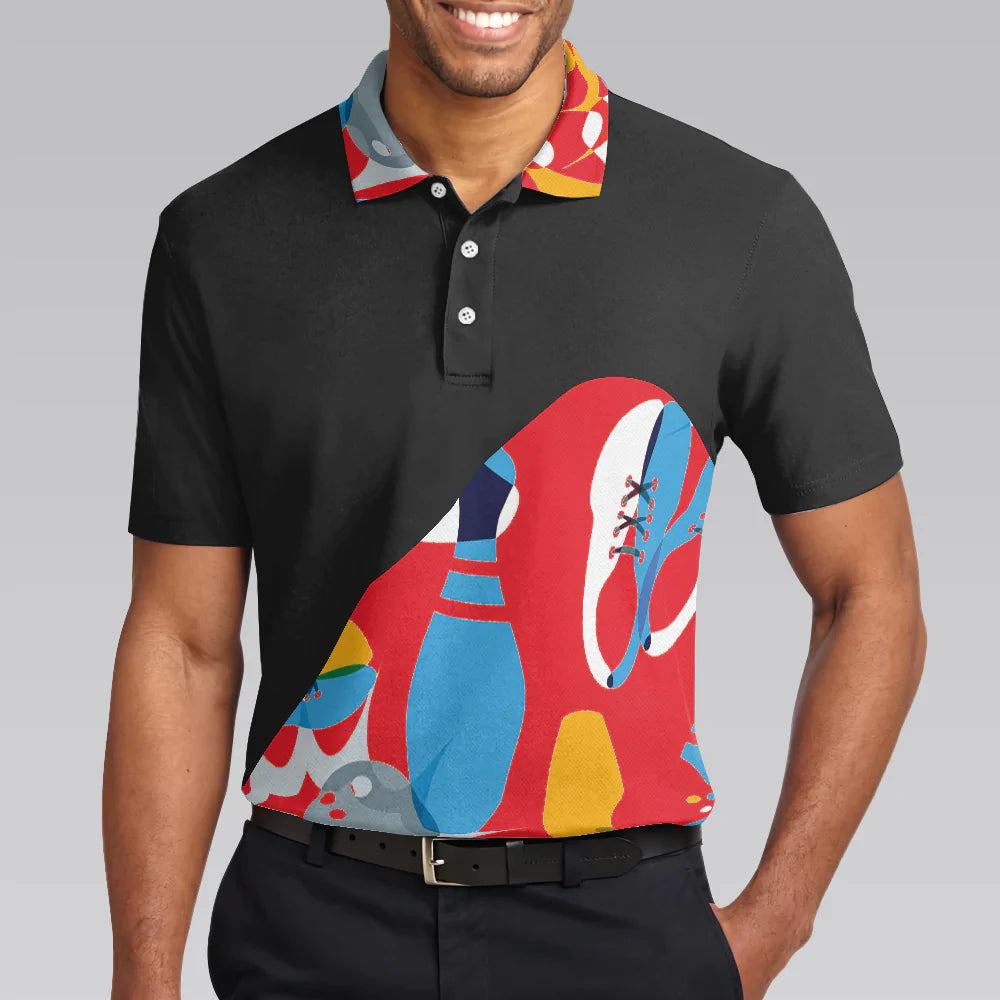 Colorful Tenpin Bowling Men Polo Shirt, Life Is Like A Bowling Ball Shirt For Male, Gift Idea For Bowling Lovers