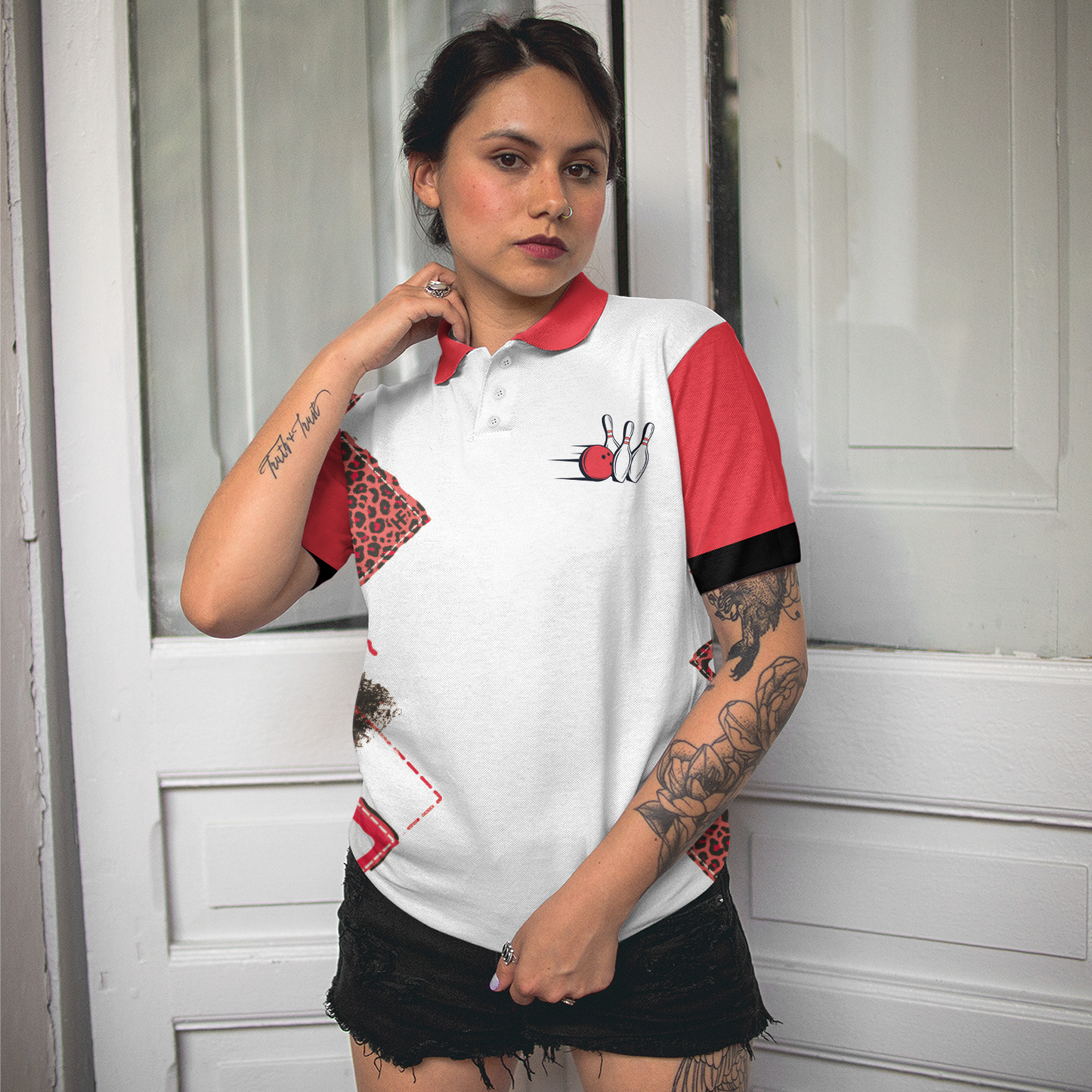 Bowling Polo Shirt, We're More Than Just Bowling Friends We're Like A Really Small Gang Short Sleeve Women Polo Shirt, Leopard Bowling Shirt - Perfect Gift For Women, Ladies