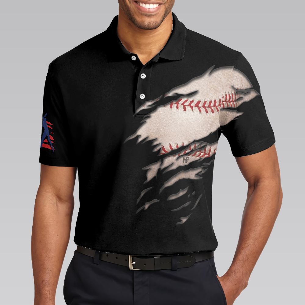 America Baseball Men Polo Shirt, American Flag Baseball Shirt For Men, Patriotic Shirt For Veterans, Gift For Baseball Lovers