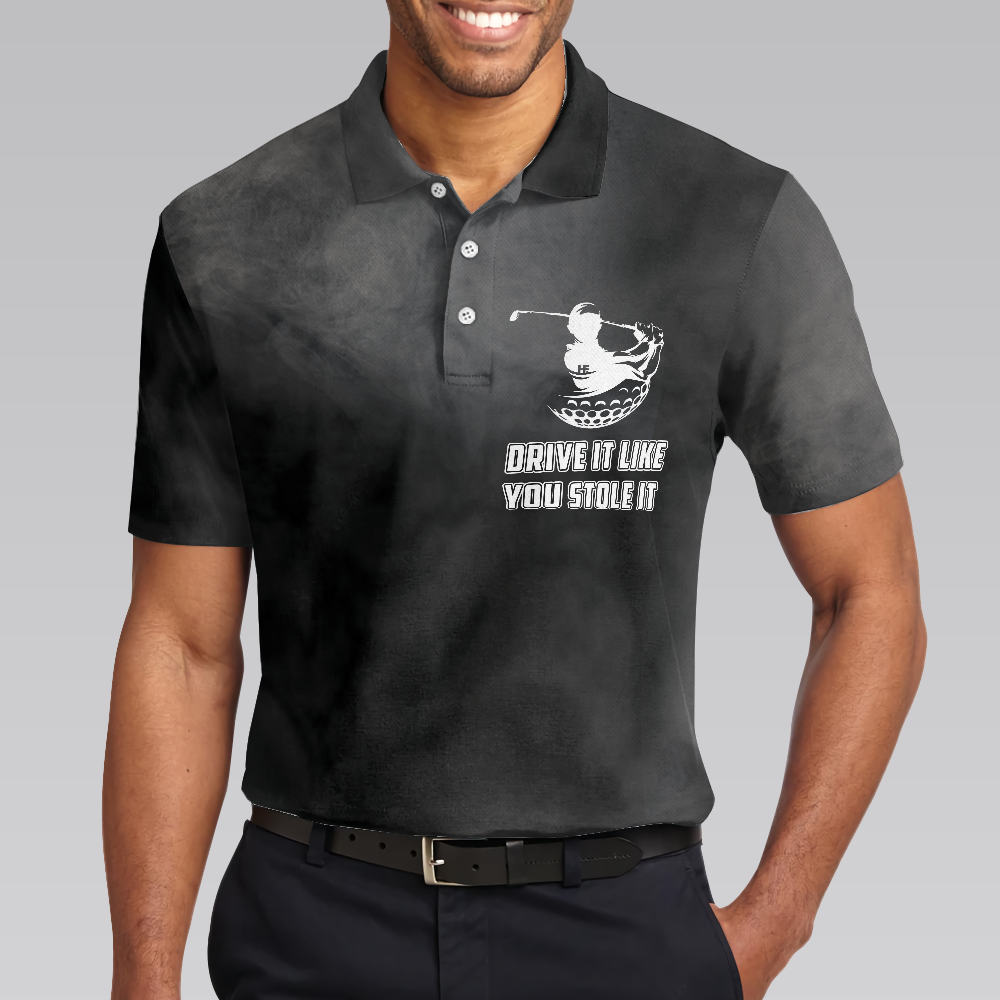 Swing Thoughts Golf Polo Shirt, Black And Smoke Golfing Shirt, Funny Golf Shirt For Men - Perfect Gift For Men, Golfers