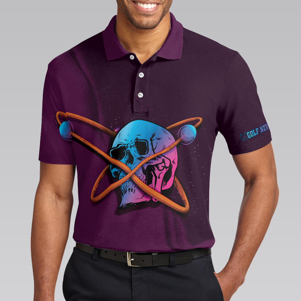 Artistic Skull Men Polo Shirt, Golf Never Die Golf Shirt For Men, Gift For Golfers