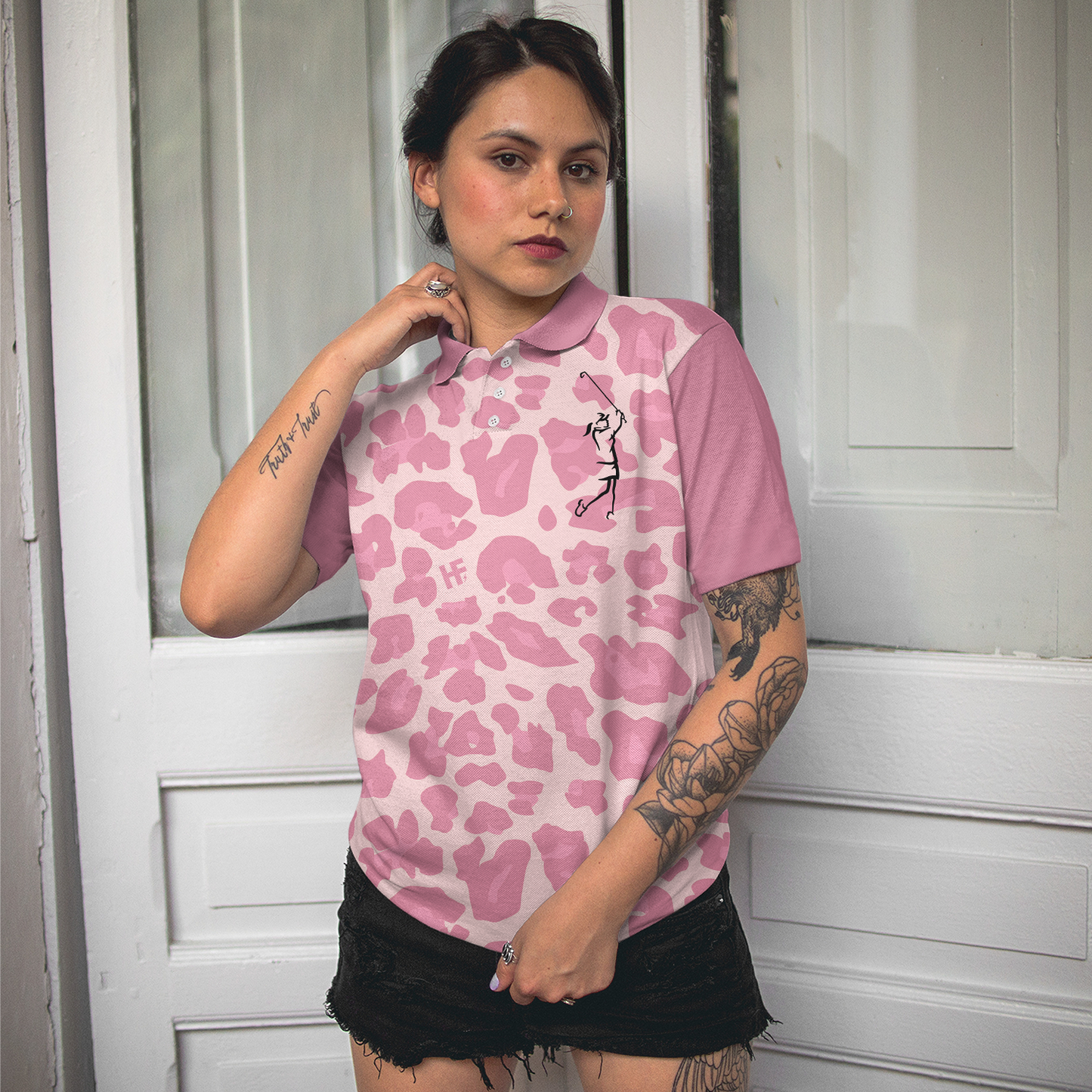Golf Women Short Sleeve Women Polo Shirt, Pink Leopard Shirt For Golf Ladies, Funny Golf Shirt With Sayings, Best Gift For Golfers