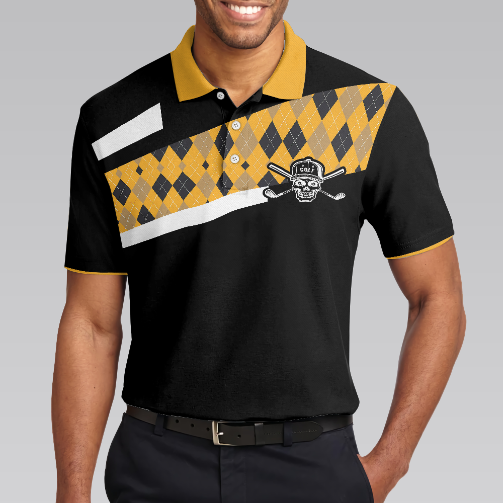 Disc Golf & Beer Make Me Happy Polo Shirt, Yellow Plaid Pattern Disc Golf Shirt, Funny Disc Golf Shirt With Sayings, Golf Gift For Men, Best Gift For Men Golfers