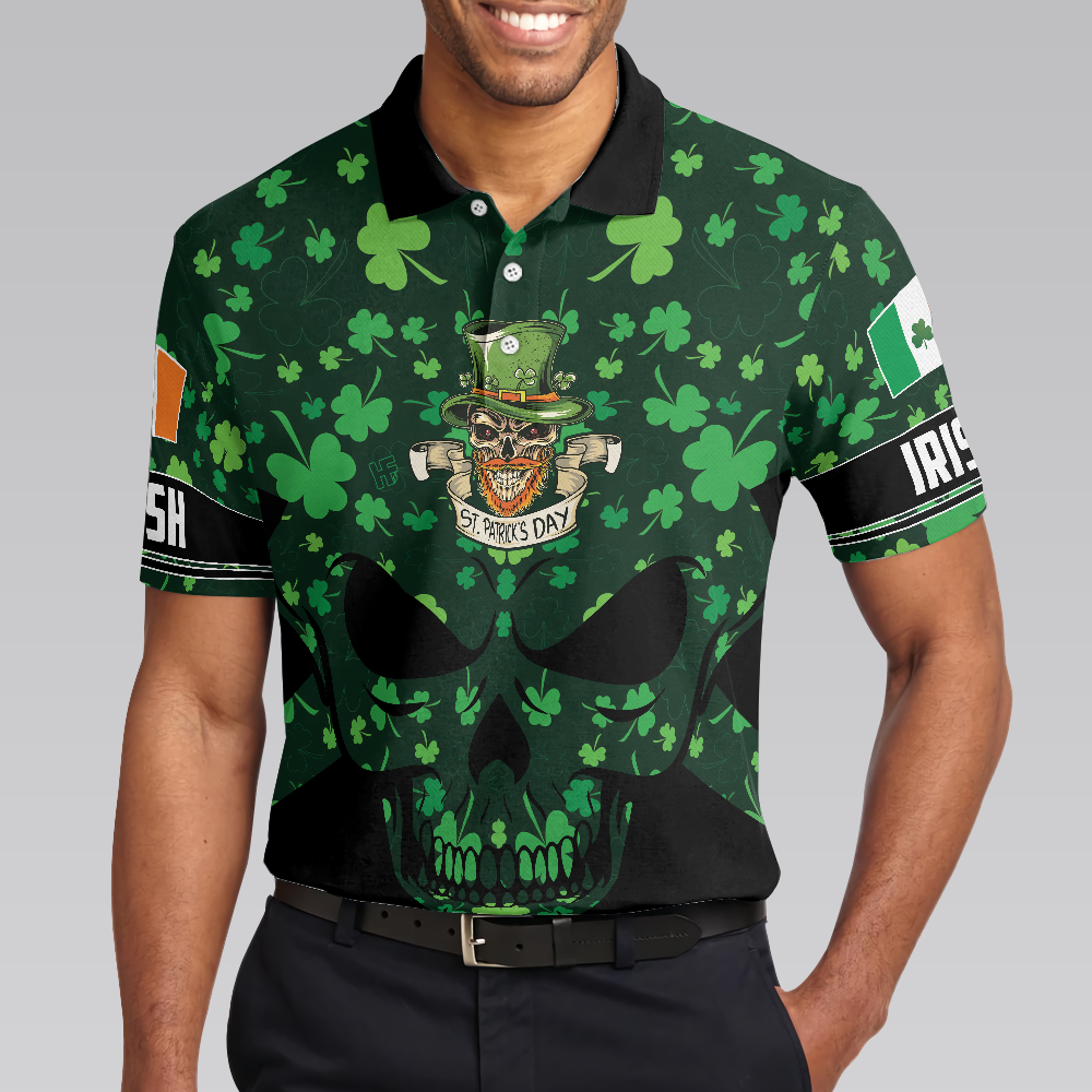St Patrick’s Day Skull Polo Shirt, Cool Skull St Patrick's Day Polo Shirt, St Patrick Shirt For Men- Perfect Gift For Men, St Patrick Day