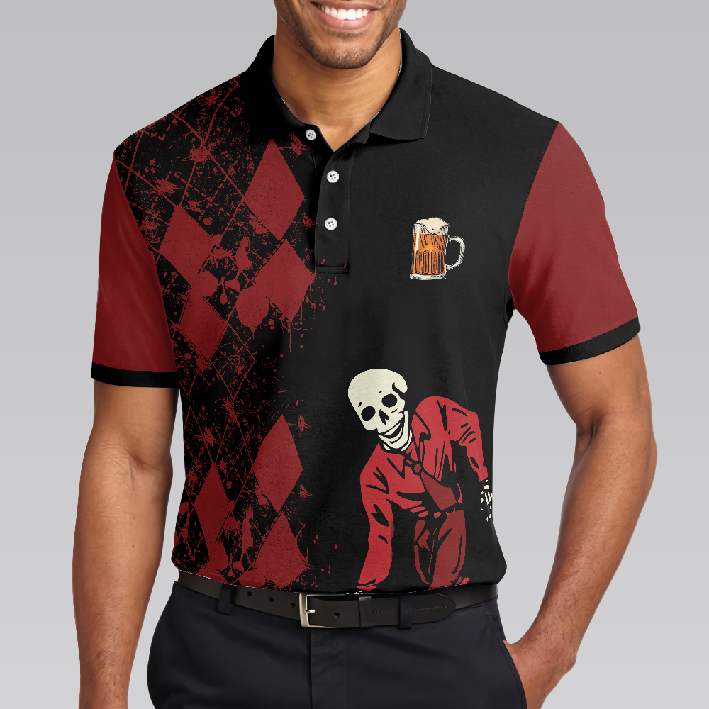 Bowling Men Polo Shirt - Red And Black Bowling Beer Polo Shirt - Best Bowling Gift For Men- Perfect Gift For Friend, Family, Bowling Lovers
