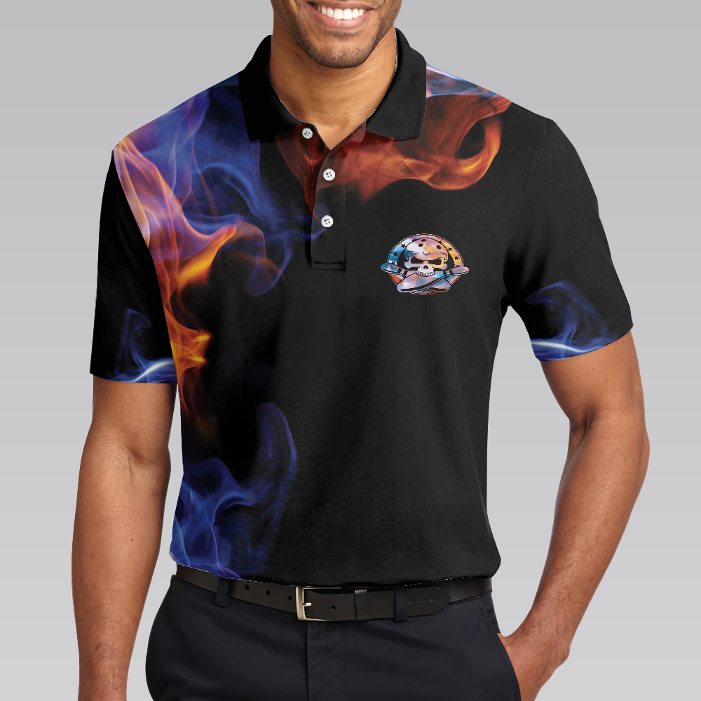 There Is No Crying In Bowling Just Lots Of Swearing Bowling Polo Shirt, Cool Flame Pattern Bowling Shirt Design - Perfect Gift For Men