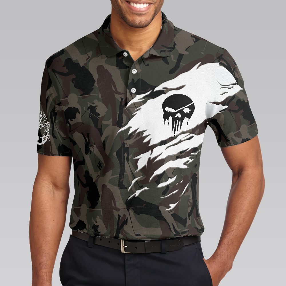 Coolest Golfing Grandpa Golf Polo Shirt, Skull Polo Shirt, Camouflage Pattern Polo Shirt - Gift For Golfing Grandpa