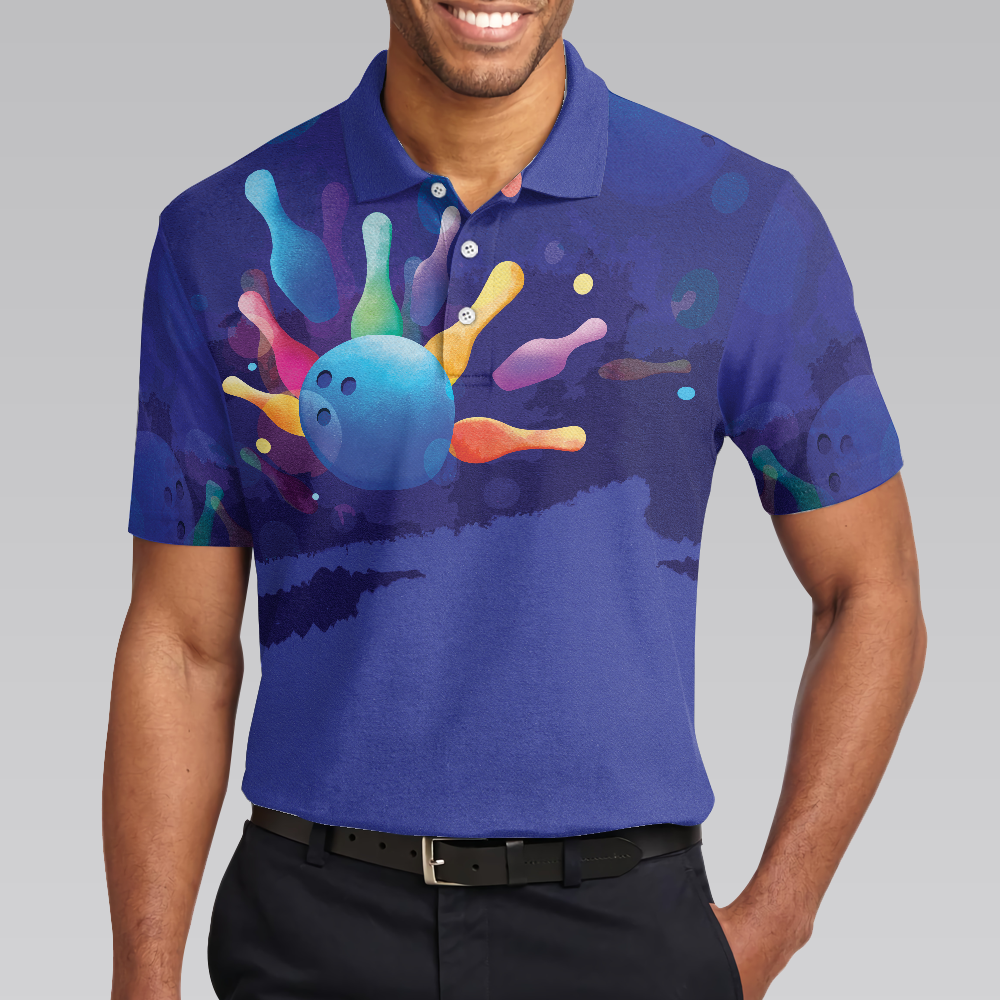 This is how I roll Mens Blue Bowling Polo Shirt - Perfect Gift For Men