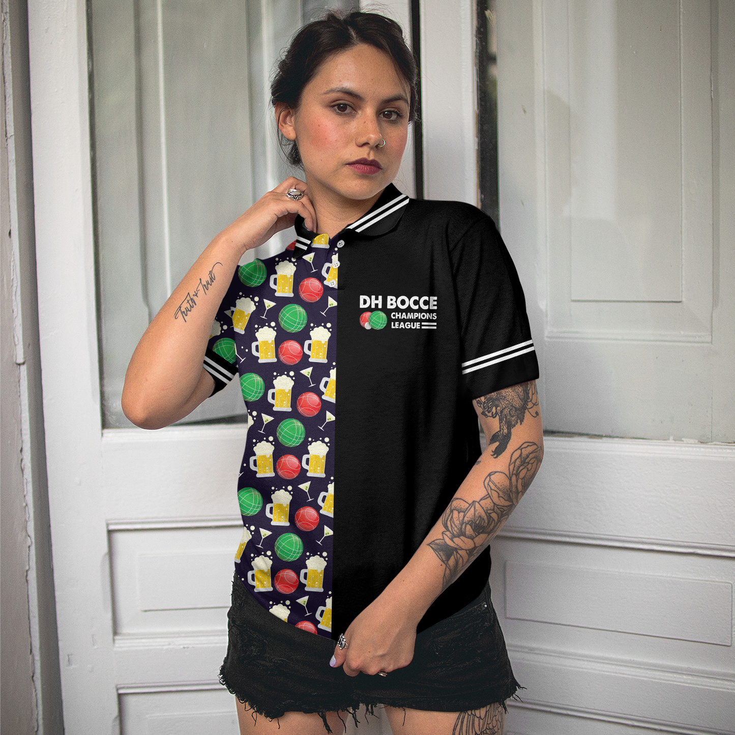 DH BOCCE Champions League,  Short Sleeve Women Polo Shirt, Best Gift For Champions League Lover, Gift For Women