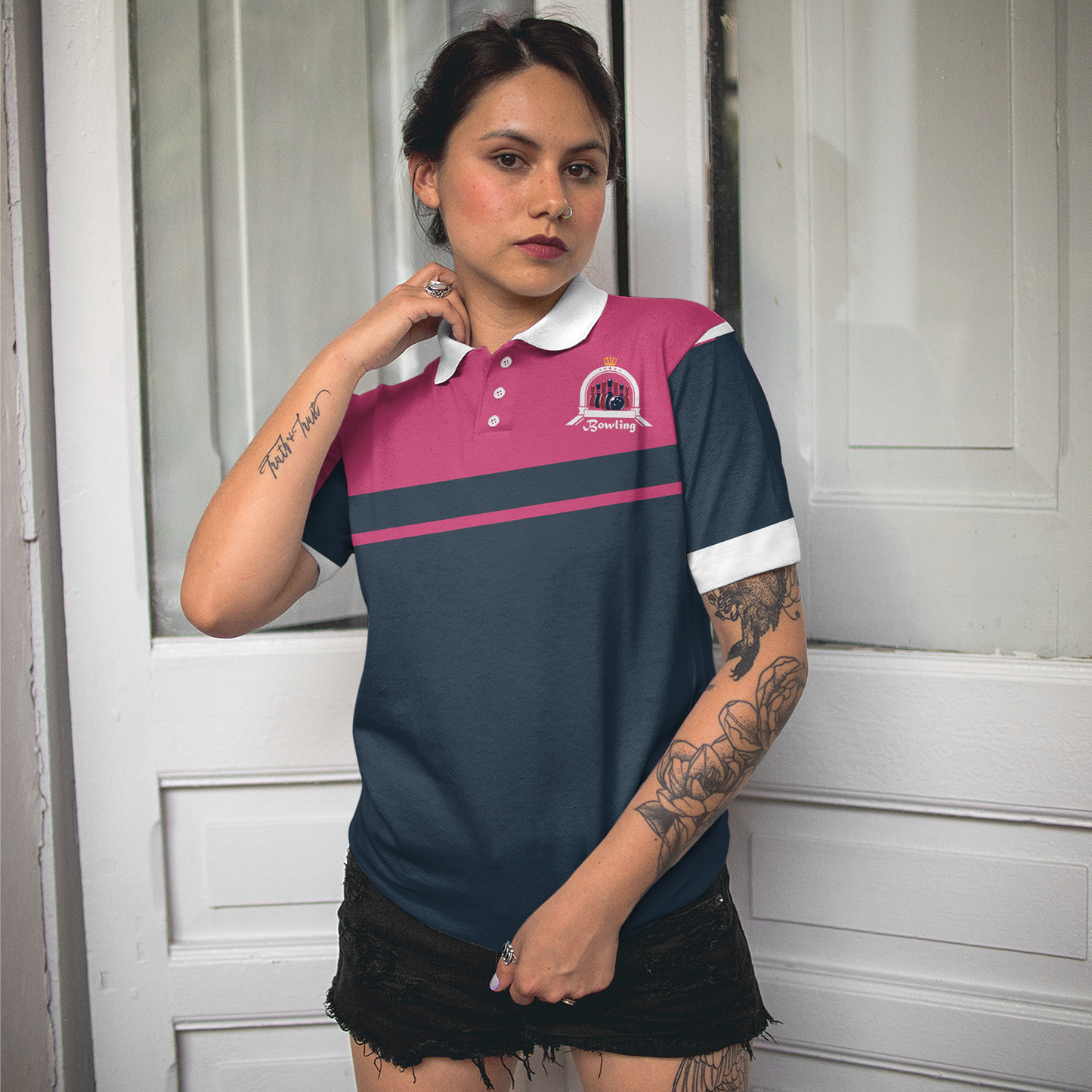 This Princess Wears Bowling Shoes Womens Bowling Shirt, Short Sleeve Women Polo Shirt - Perfect Gift For Women