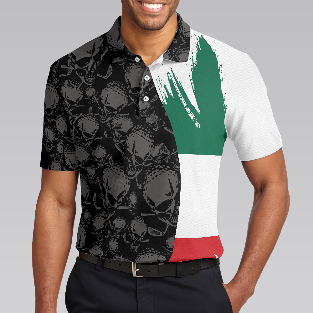 Tacos & Golf Polo Shirt, Skull Pattern Golfing Shirt Design, Tacos Golf Shirt - Perfect Gift For Men, Golfers