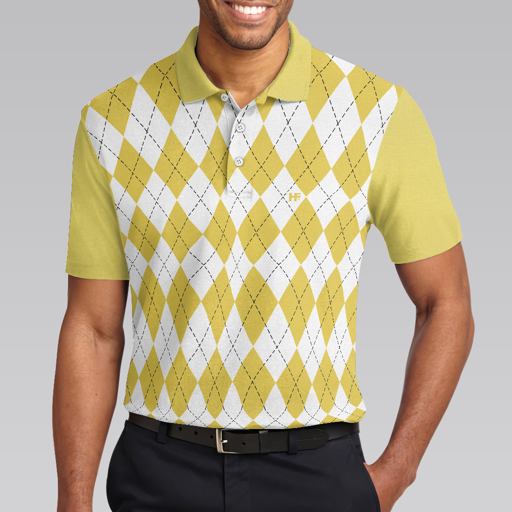 Yes I Do Have A Retirement Plan I Plan On Bowling Polo Shirt, Yellow Argyle Pattern Shirt, Gift For Bowlers - Perfect Gift For Men