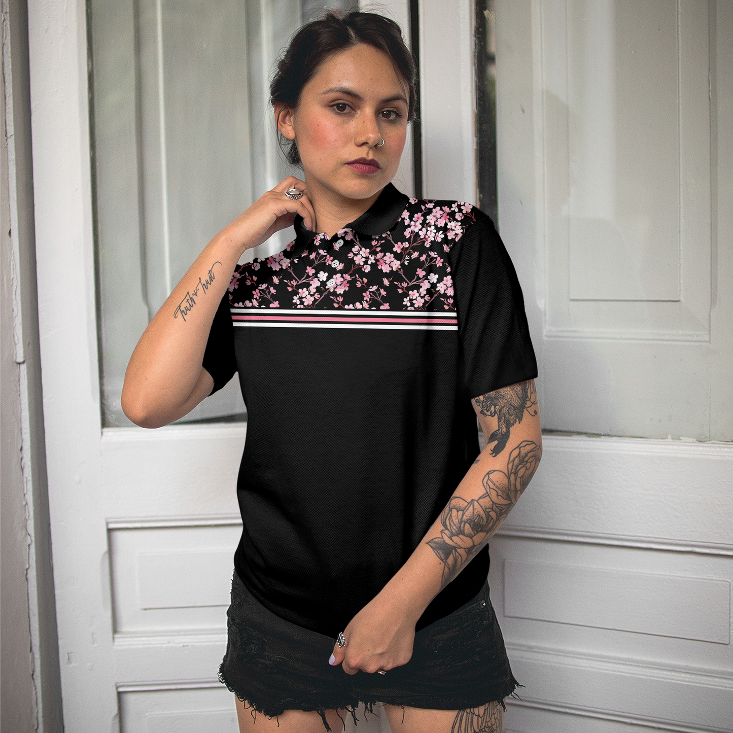 You Are Looking At My Putt Again Golf Short Sleeve Women Polo Shirt, Floral Golfing Shirt For Female Golfers - Perfect Gift For Women