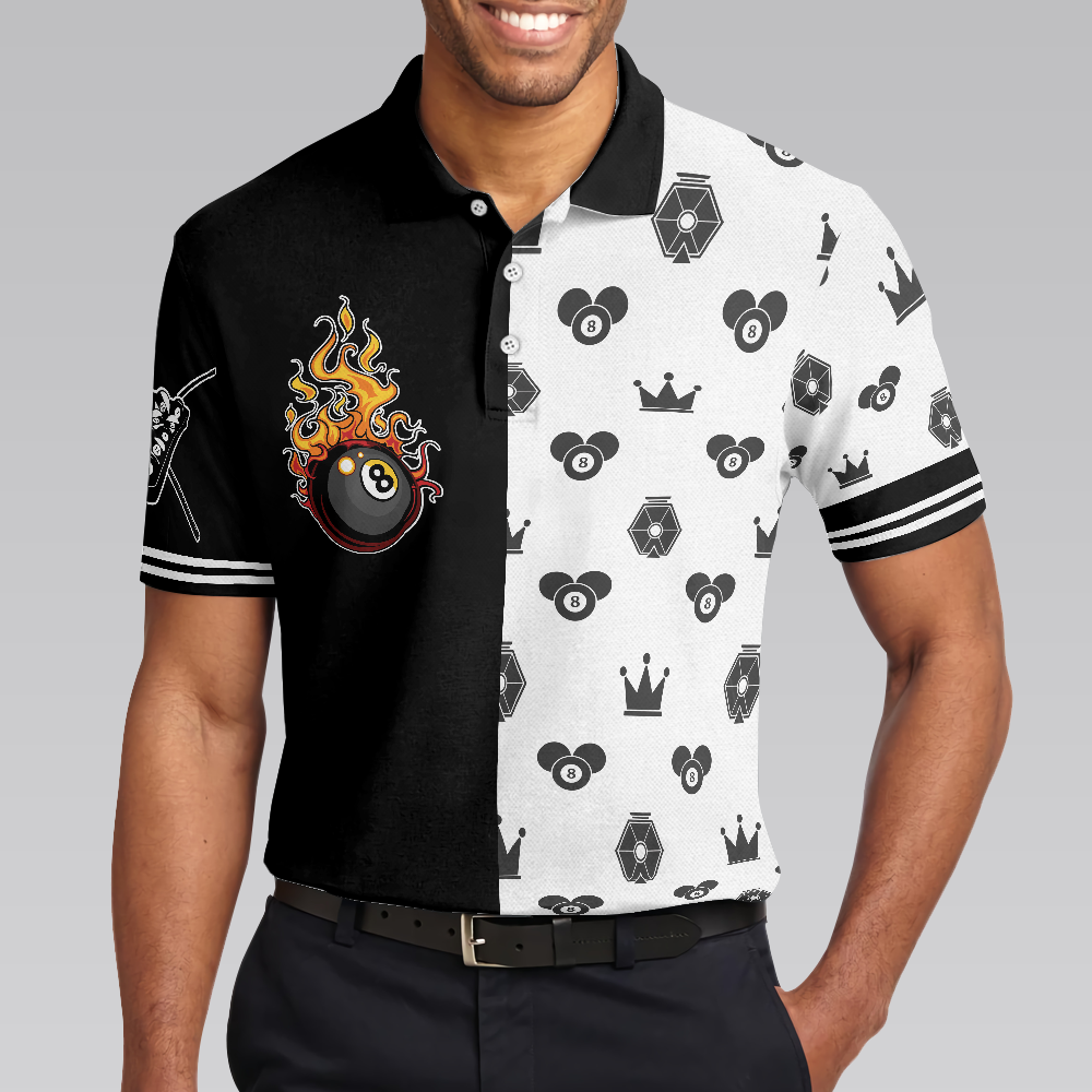 Flame Eight Ball Billiards Men Polo Shirt, Cute Billiards Shirt Design For Men, Best Gift Idea For Billiards Players, Billiards Lovers