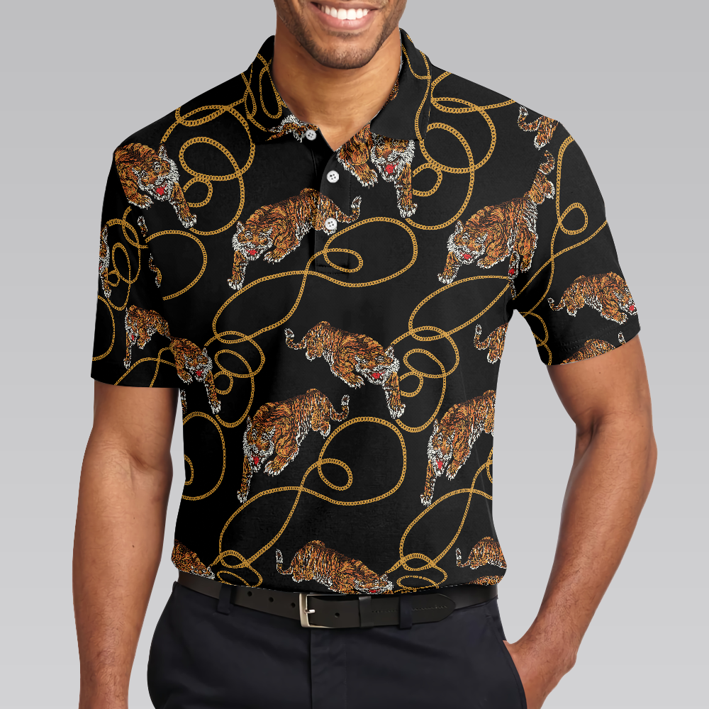 Tiger Line Polo Shirt, Cool Tiger Polo Shirt For Men, Tiger Shirt Short Sleeve, Gift For Tiger Lover - Perfect Gift For Men