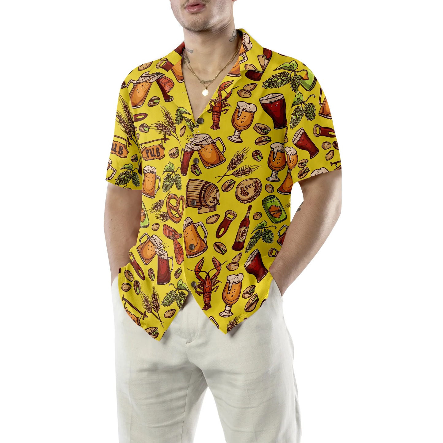 Beer Yellow Hawaiian Shirt Hawaiian Shirt, Colorful Beer Hawaiian Shirt , Beer Tropical Summer Aloha Shirt For Men And Women, Perfect Gift For Beer Lovers, Friends, Husband, Boyfriend, Family