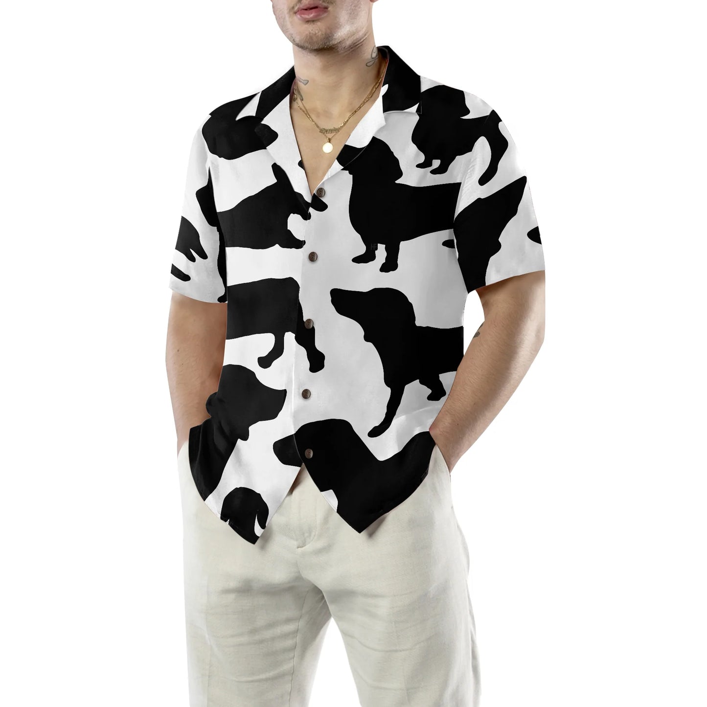 Black And White Dachshunds Hawaiian Shirt, Dachshunds Hawaiian Shirt For Men & Women - Perfect Gift Dog Dad, Dog Mom, Dog Lover Family, Friends