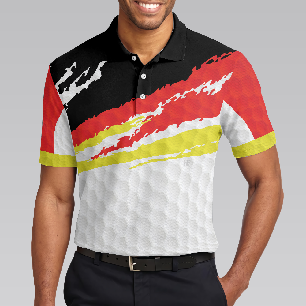 German Flag Golf Texture Short Sleeve All Over Print Men Polo Shirt, Paint Art Polo Shirt, Best Golf Shirt For Men