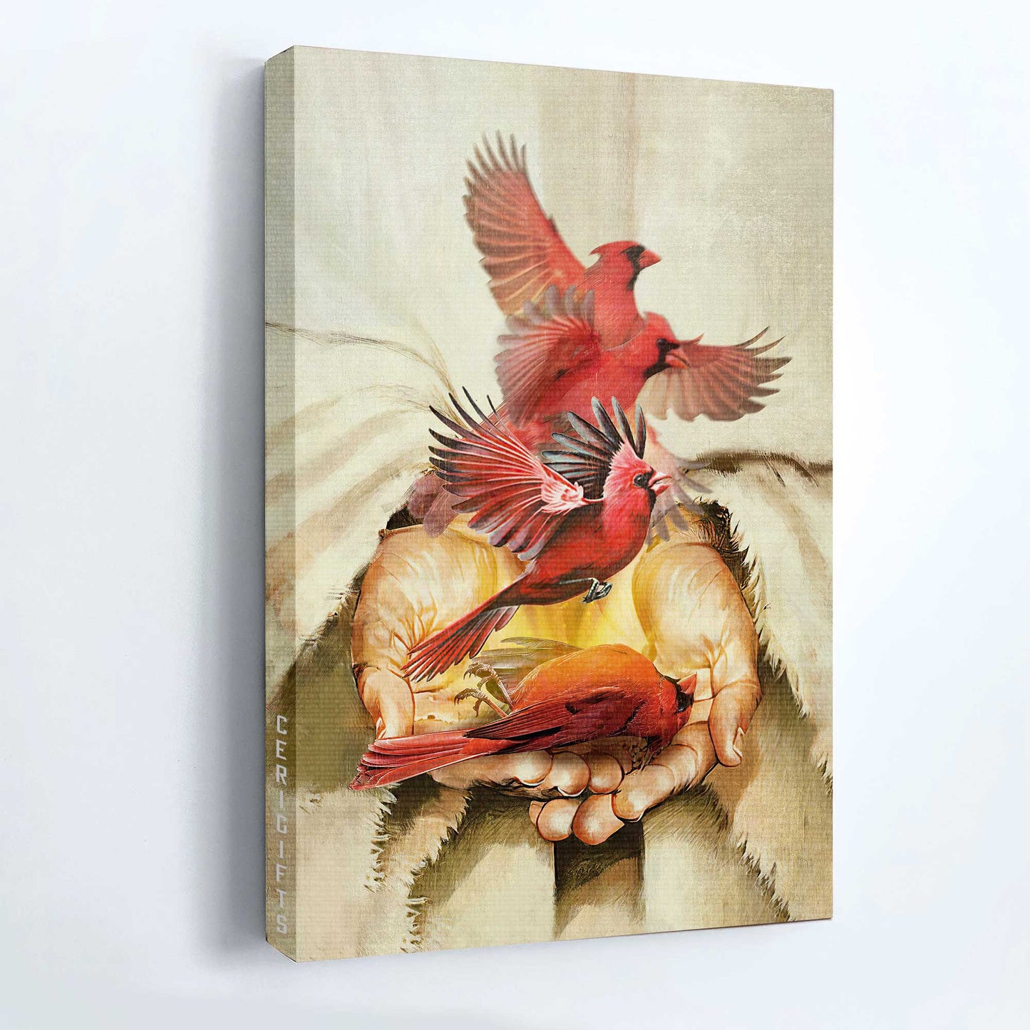 Jesus Portrait Canvas - Jesus painting, A cardinal on his hand Portrait Canvas - Gift For Christian - Jesus Portrait Canvas Prints, Wall Art