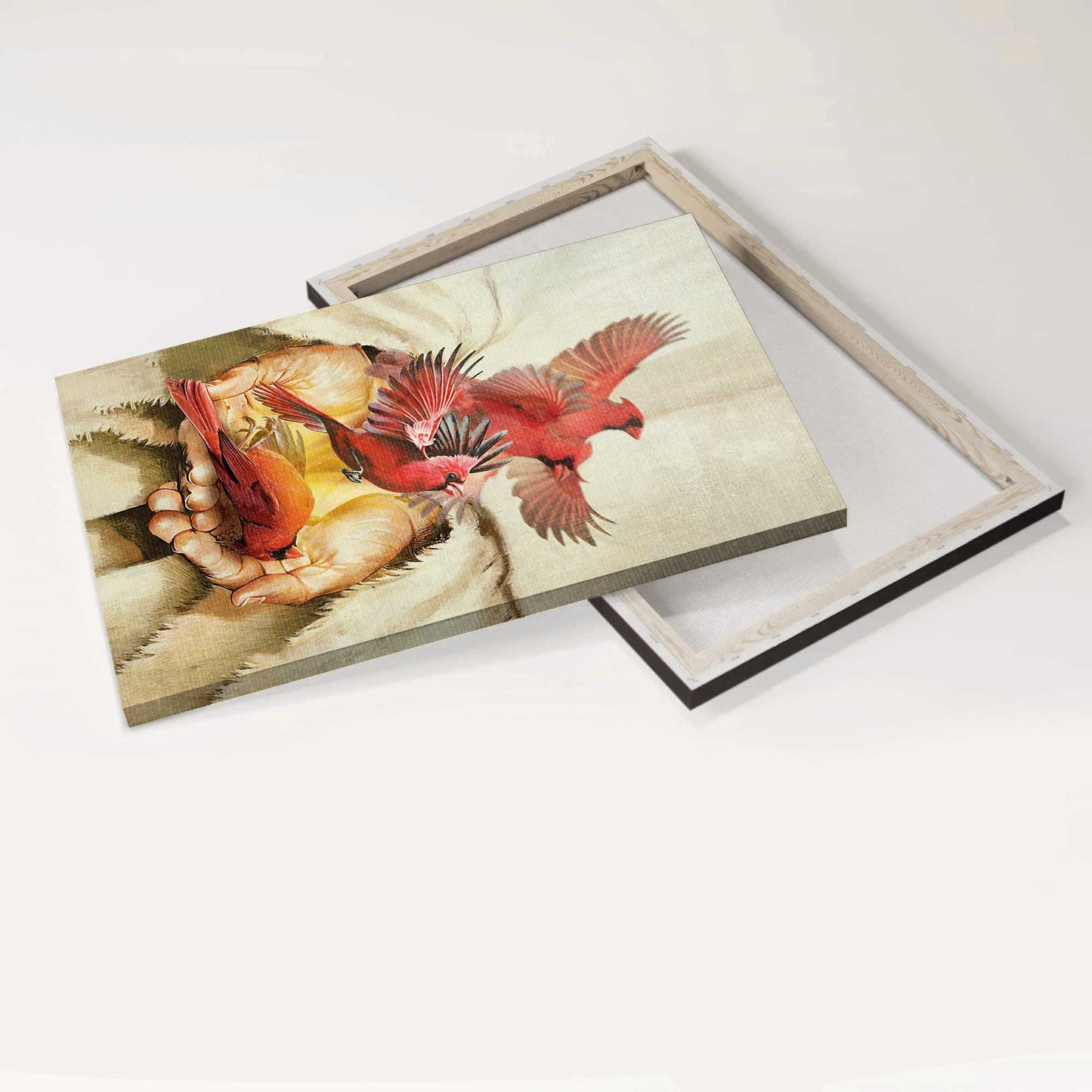 Jesus Portrait Canvas - Jesus painting, A cardinal on his hand Portrait Canvas - Gift For Christian - Jesus Portrait Canvas Prints, Wall Art