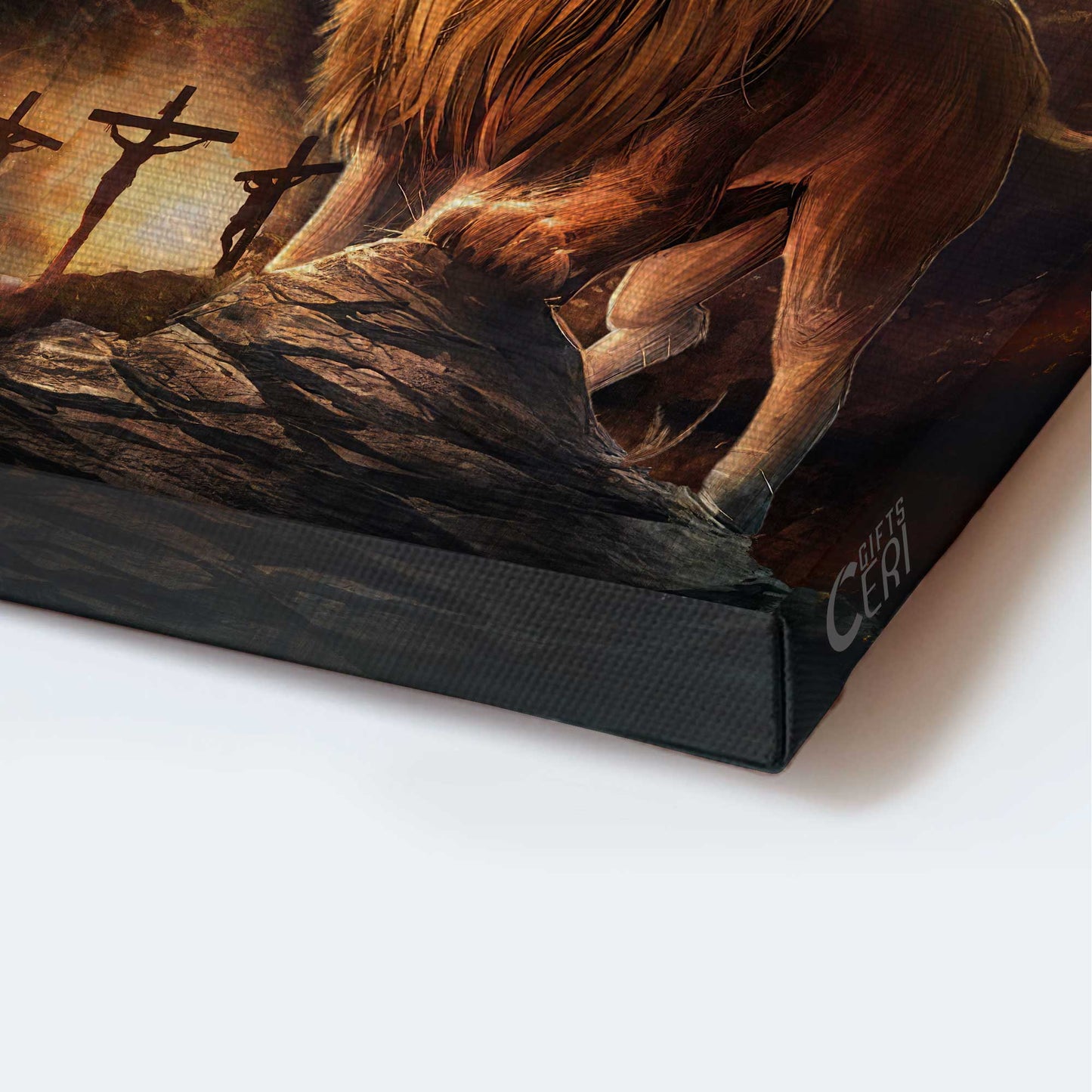 Jesus Portrait Canvas - Angry lion painting, Lion of Judah, Jesus on the cross Portrait Canvas - Gift For Christian