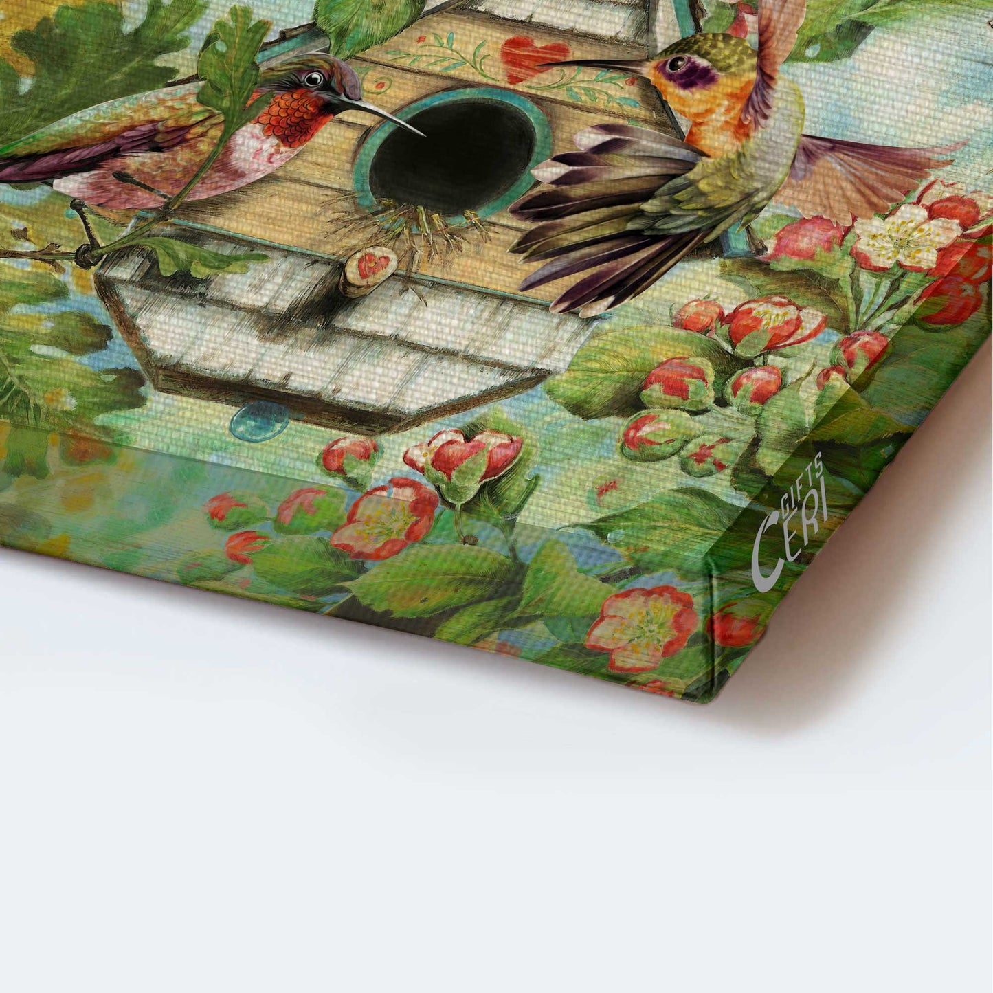 Jesus Portrait Canvas - Antique birdhouse, Colorful hummingbird, Spring forest Portrait Canvas - Gift For Christian - Don't cry over the past