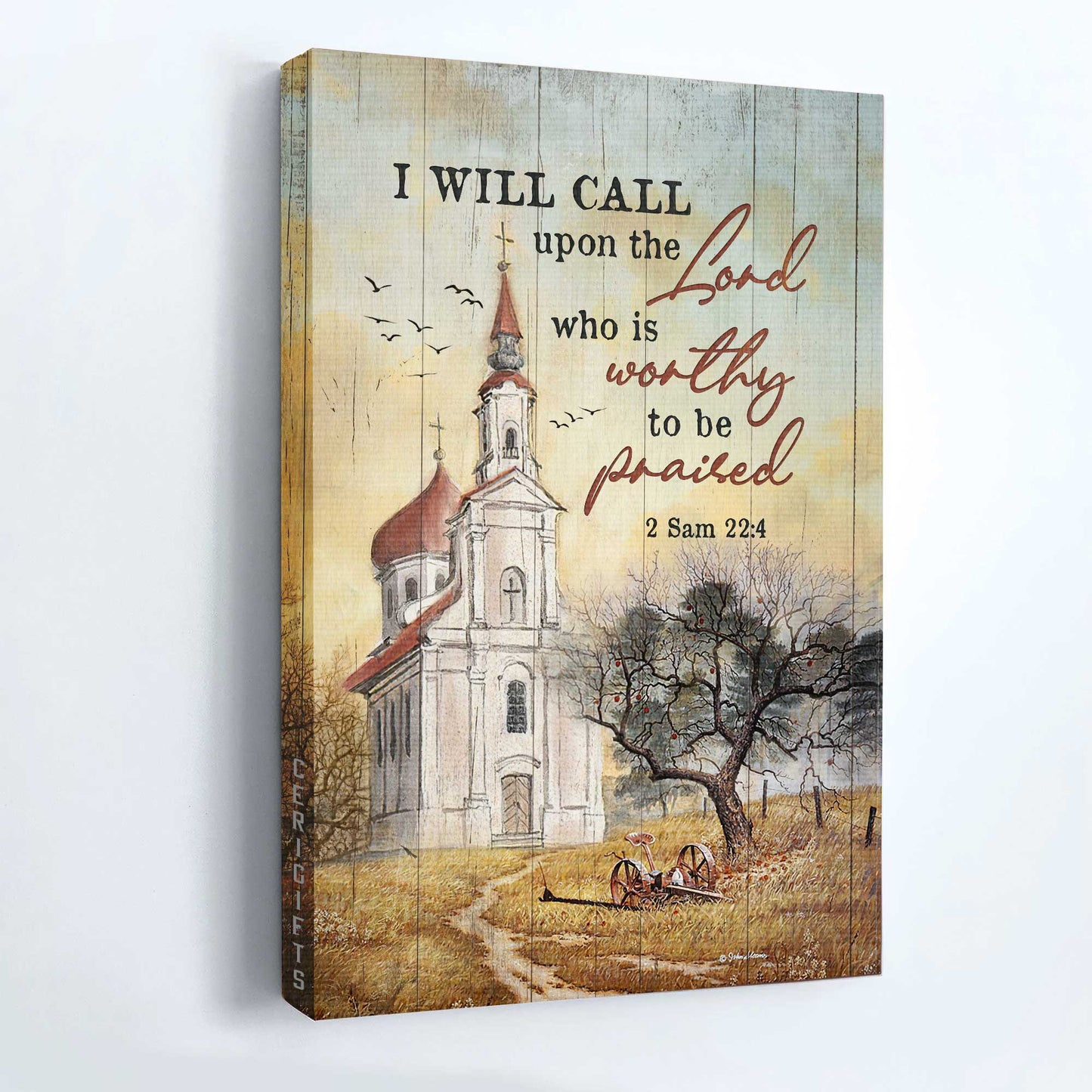 Jesus Portrait Canvas - Antique church, Peace painting Portrait Canvas - Gift For Christian - I will call upon the Lord