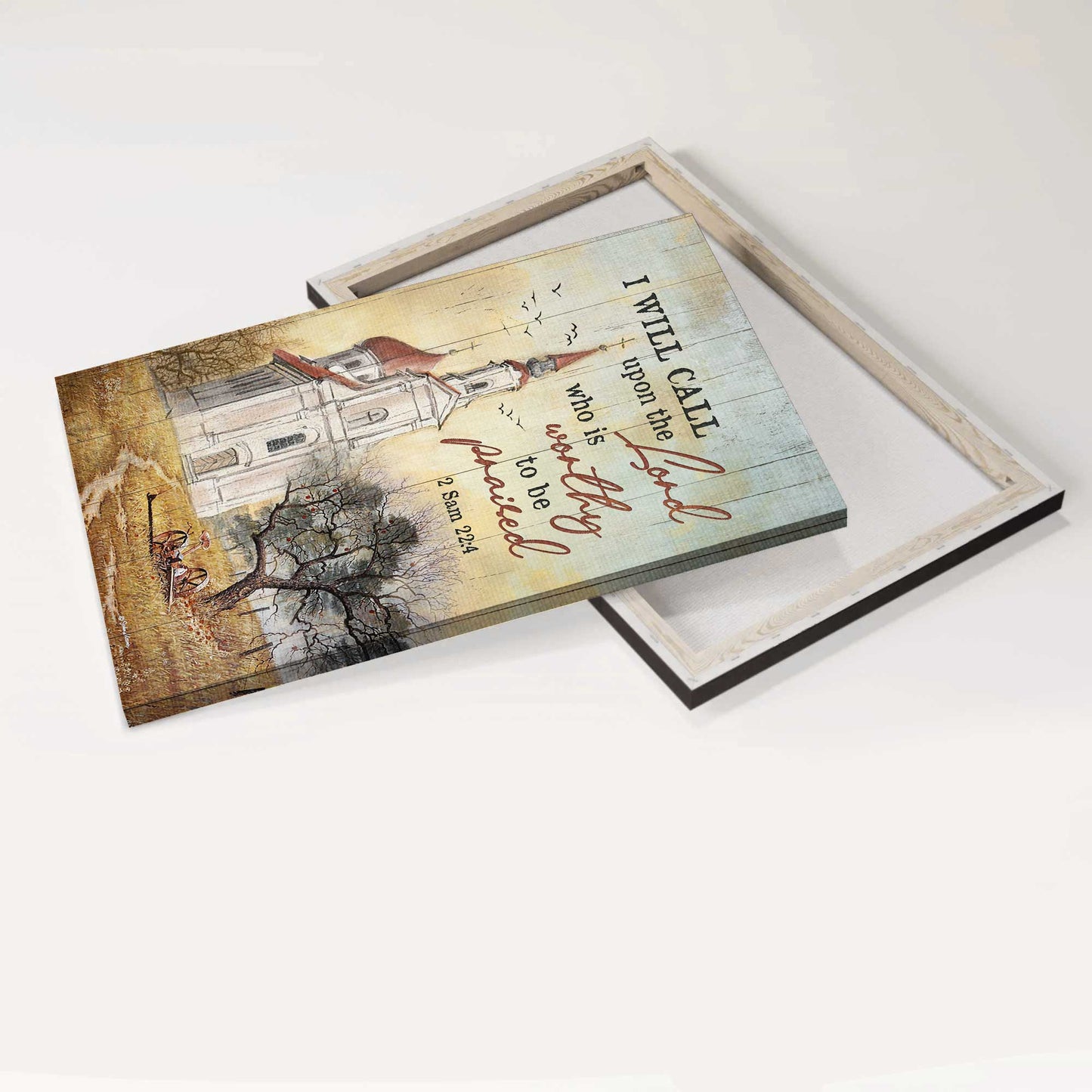 Jesus Portrait Canvas - Antique church, Peace painting Portrait Canvas - Gift For Christian - I will call upon the Lord