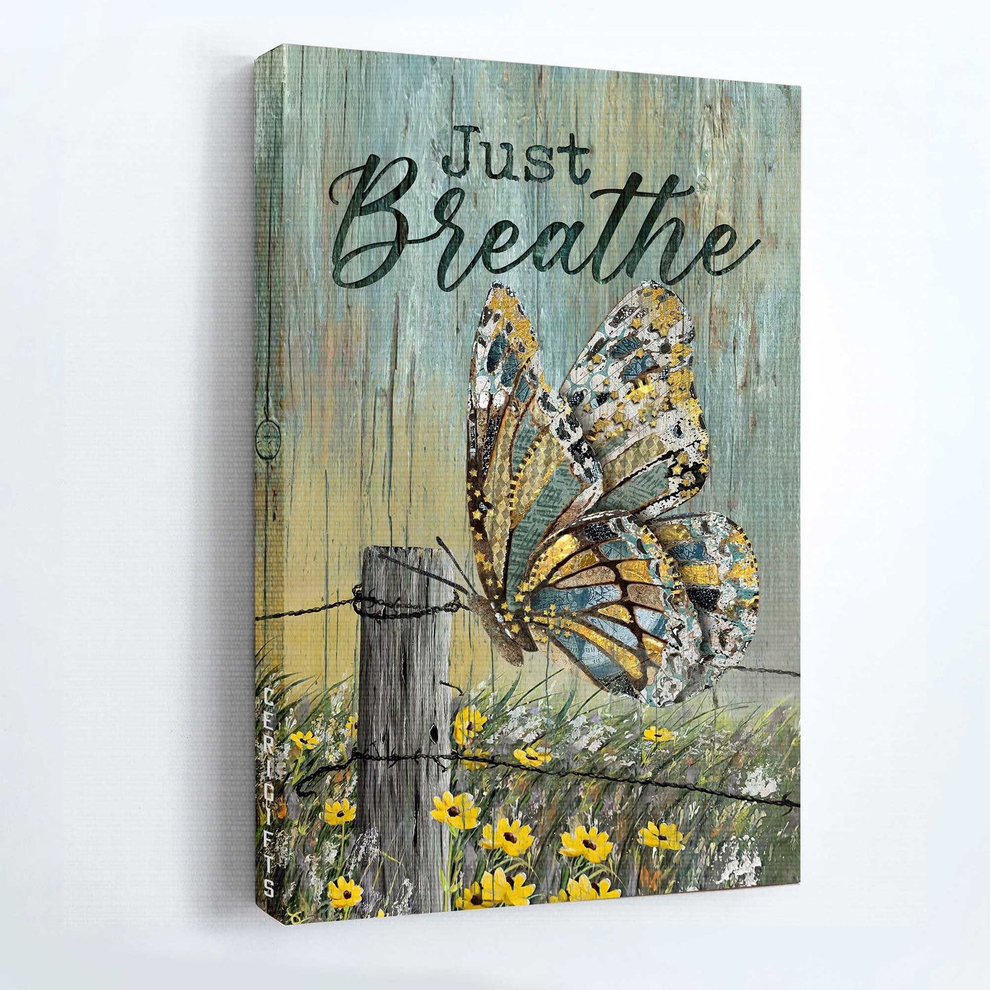 Jesus Portrait Canvas - Beautiful Butterfly, Yellow Daisy Portrait Canvas - Gift For Christian - Just Breathe