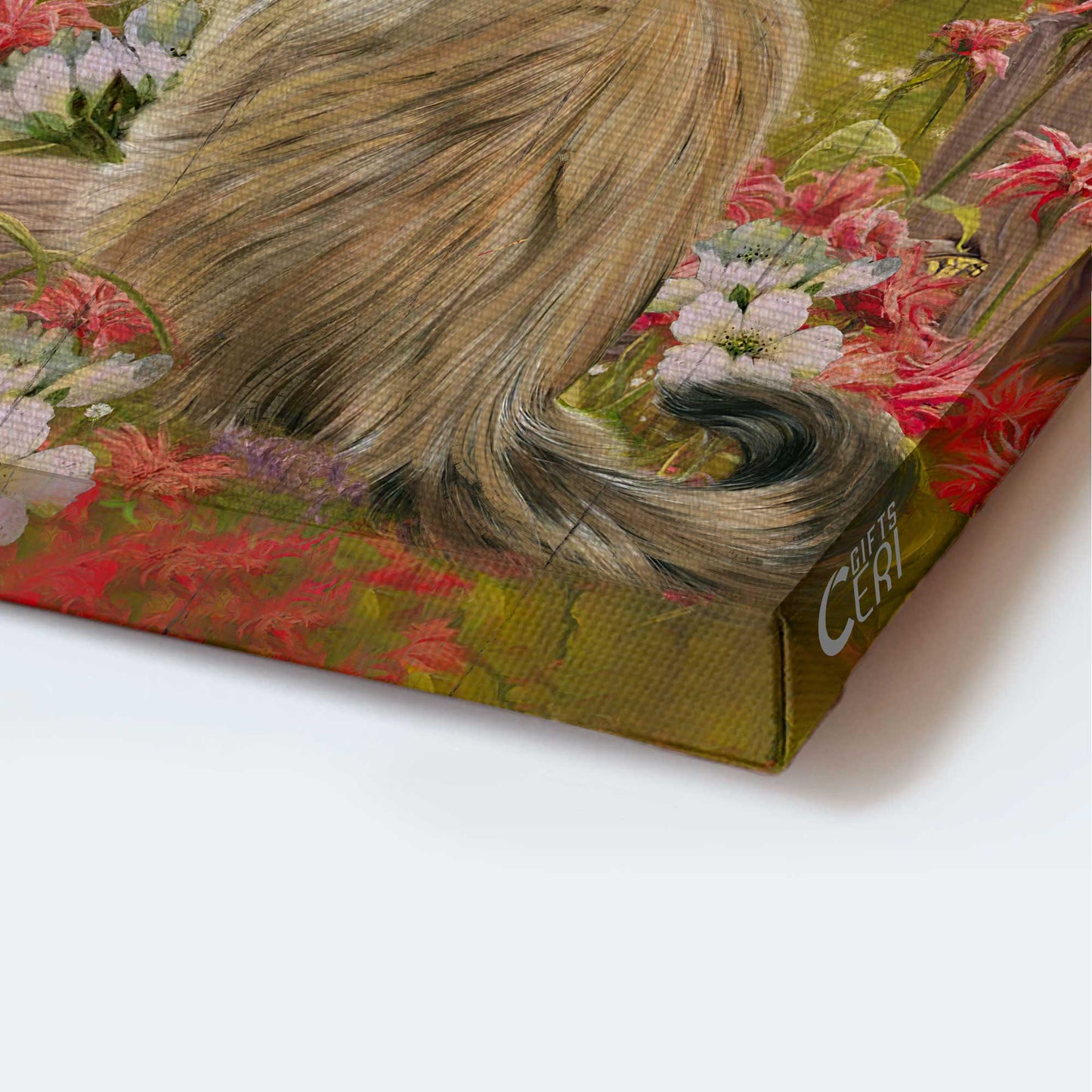 Jesus Portrait Canvas - Beautiful Cat, Pink Flower Garden Portrait Canvas - Gift For Christian - I Believe There Are Angels Among Us