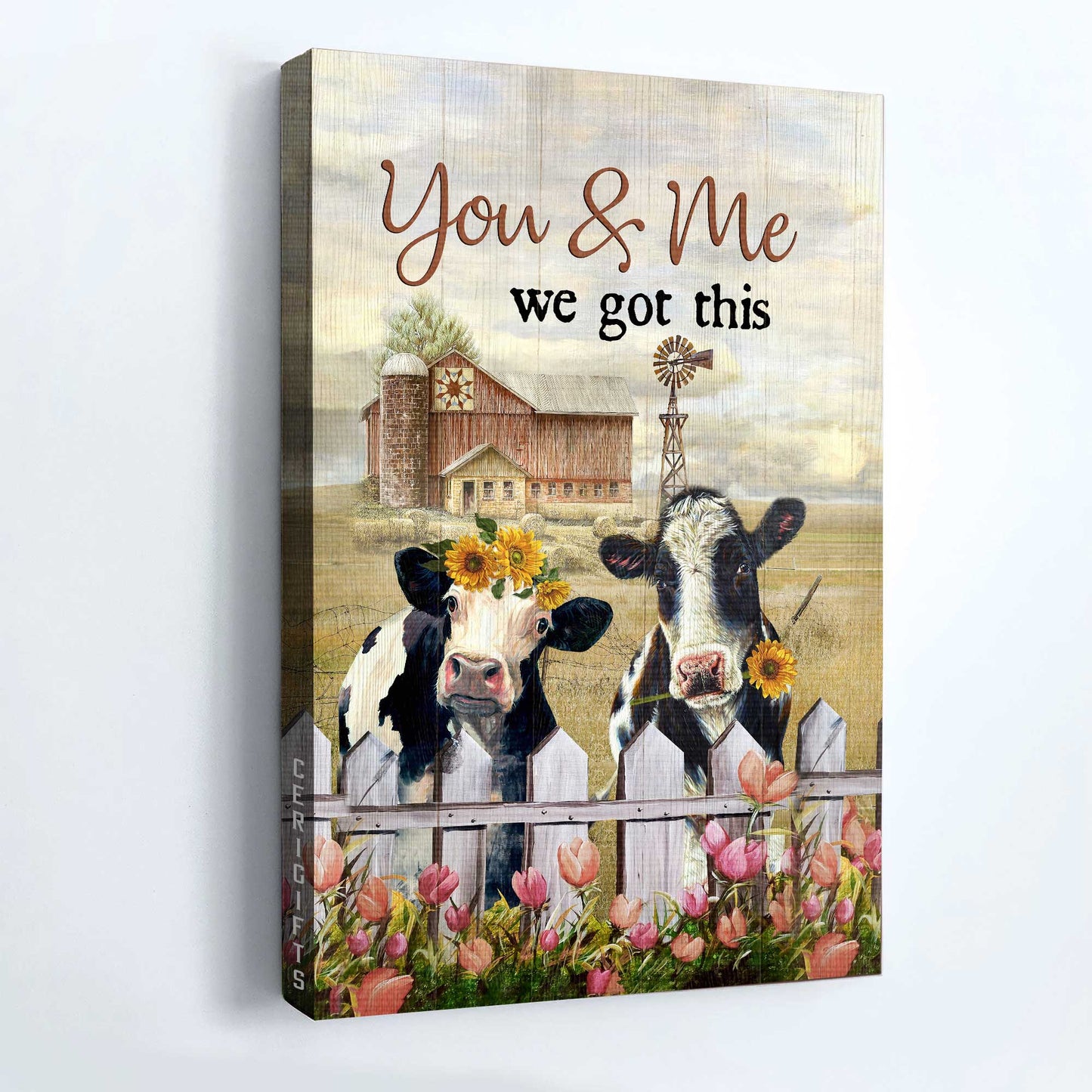 Jesus Portrait Canvas - Beautiful Cow, Windmill, Old barn, Portrait Canvas - Gift For Christian - You and me we got this