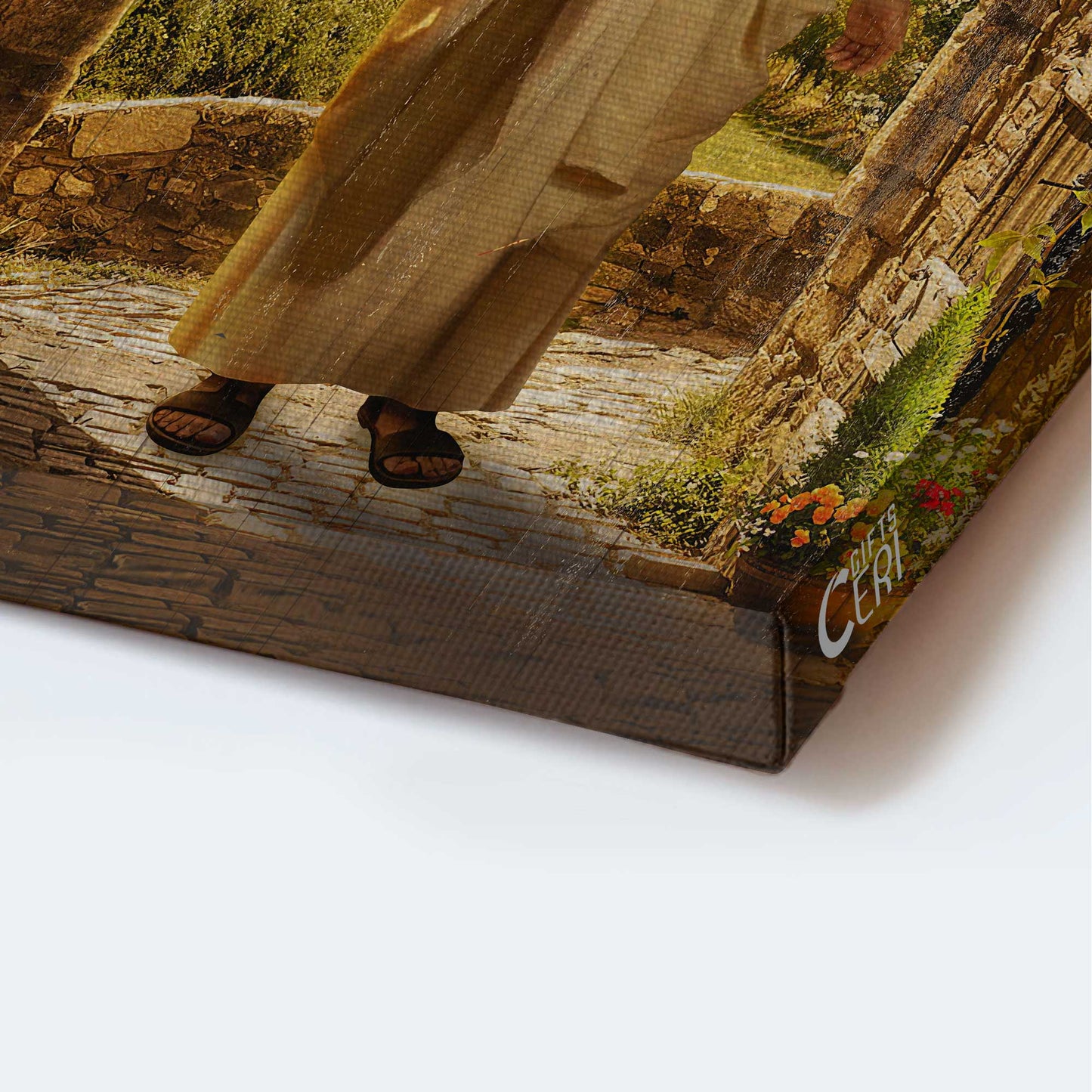 Jesus Portrait Canvas - Beautiful Jesus painting, Amazing cave, Green forest, Walking with Jesus Portrait Canvas - Gift For Christian