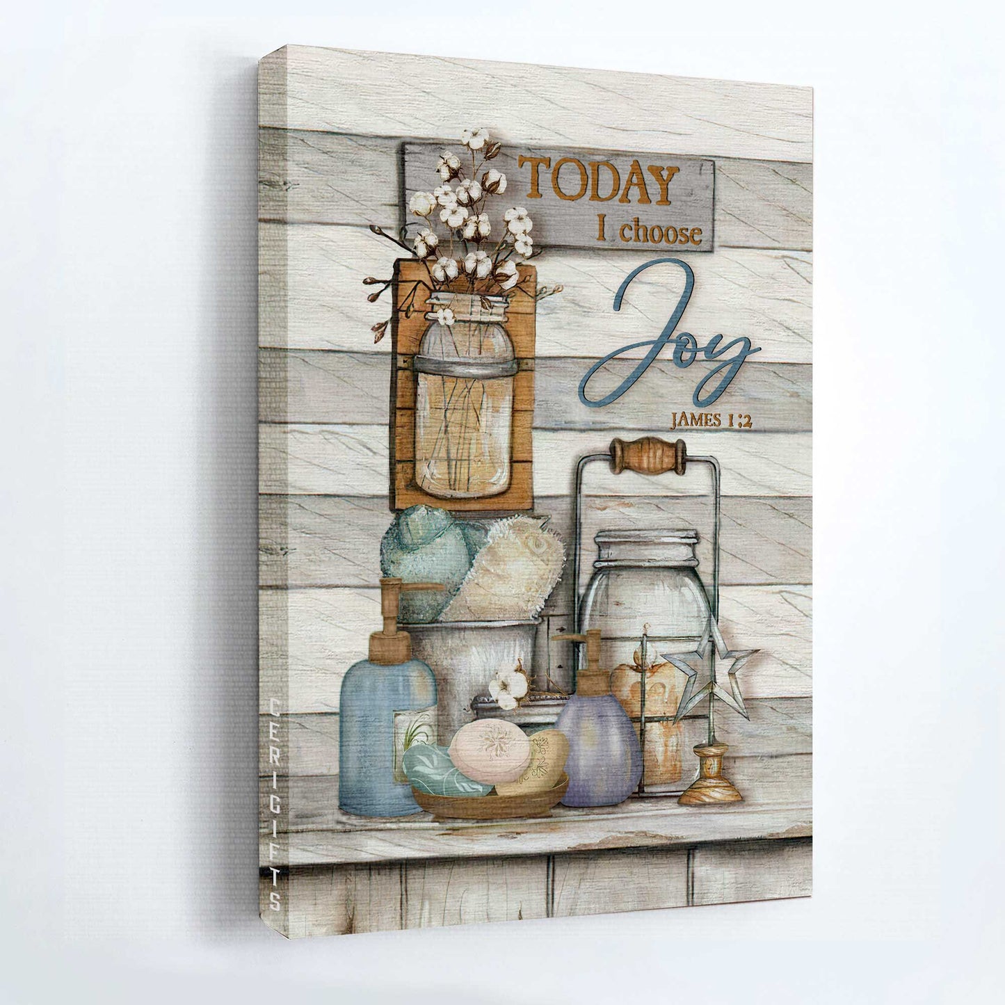 Jesus Portrait Canvas - Beautiful bathroom, Cotton flower, Today I choose joy Portrait Canvas - Gift For Christian - Today I choose joy