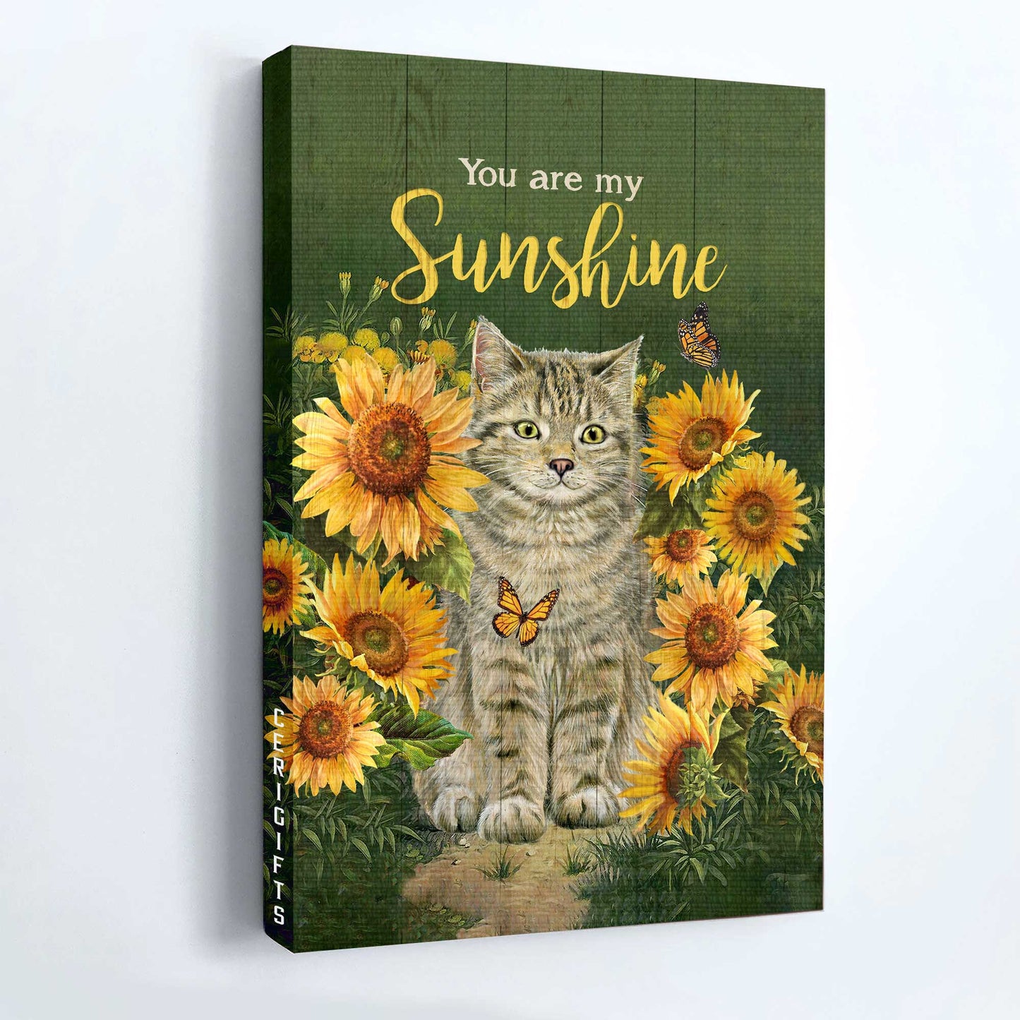 Jesus Portrait Canvas - Beautiful cat, Sunflower garden, Green background Portrait Canvas - Gift For Christian - You are my sunshine
