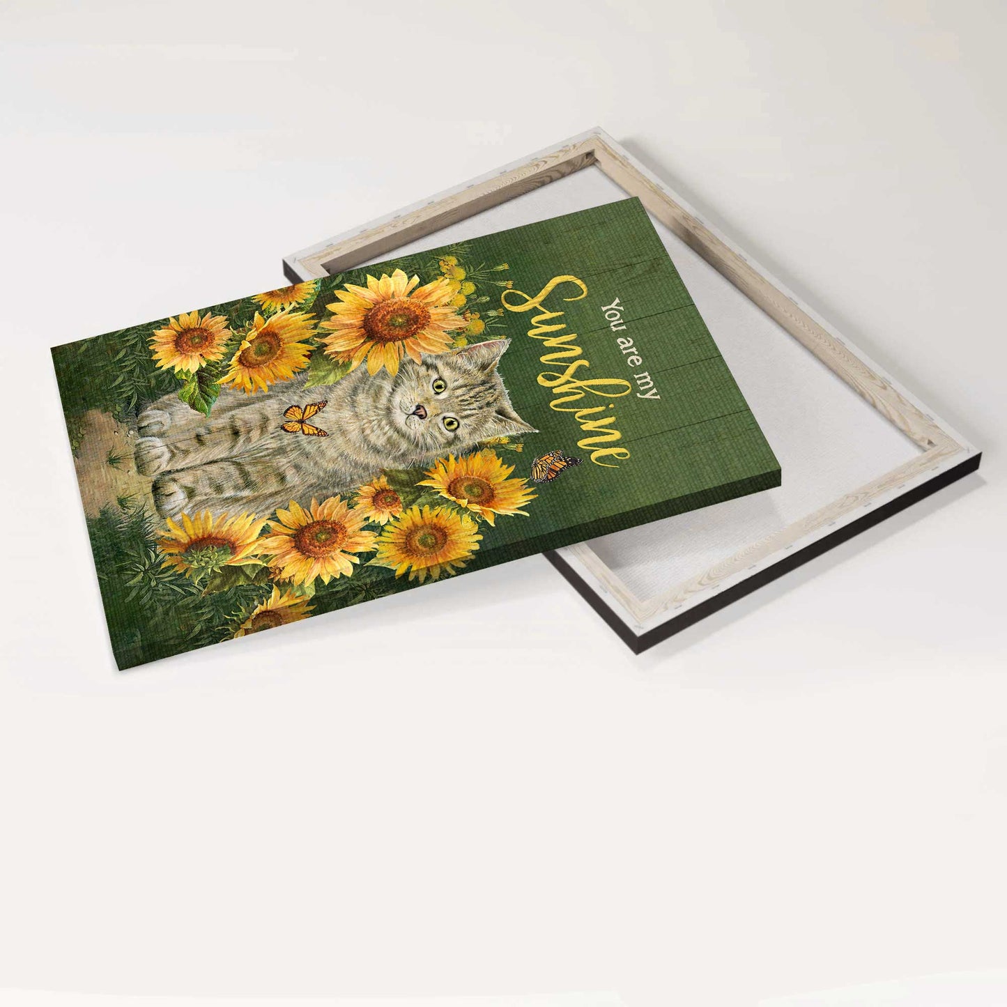 Jesus Portrait Canvas - Beautiful cat, Sunflower garden, Green background Portrait Canvas - Gift For Christian - You are my sunshine