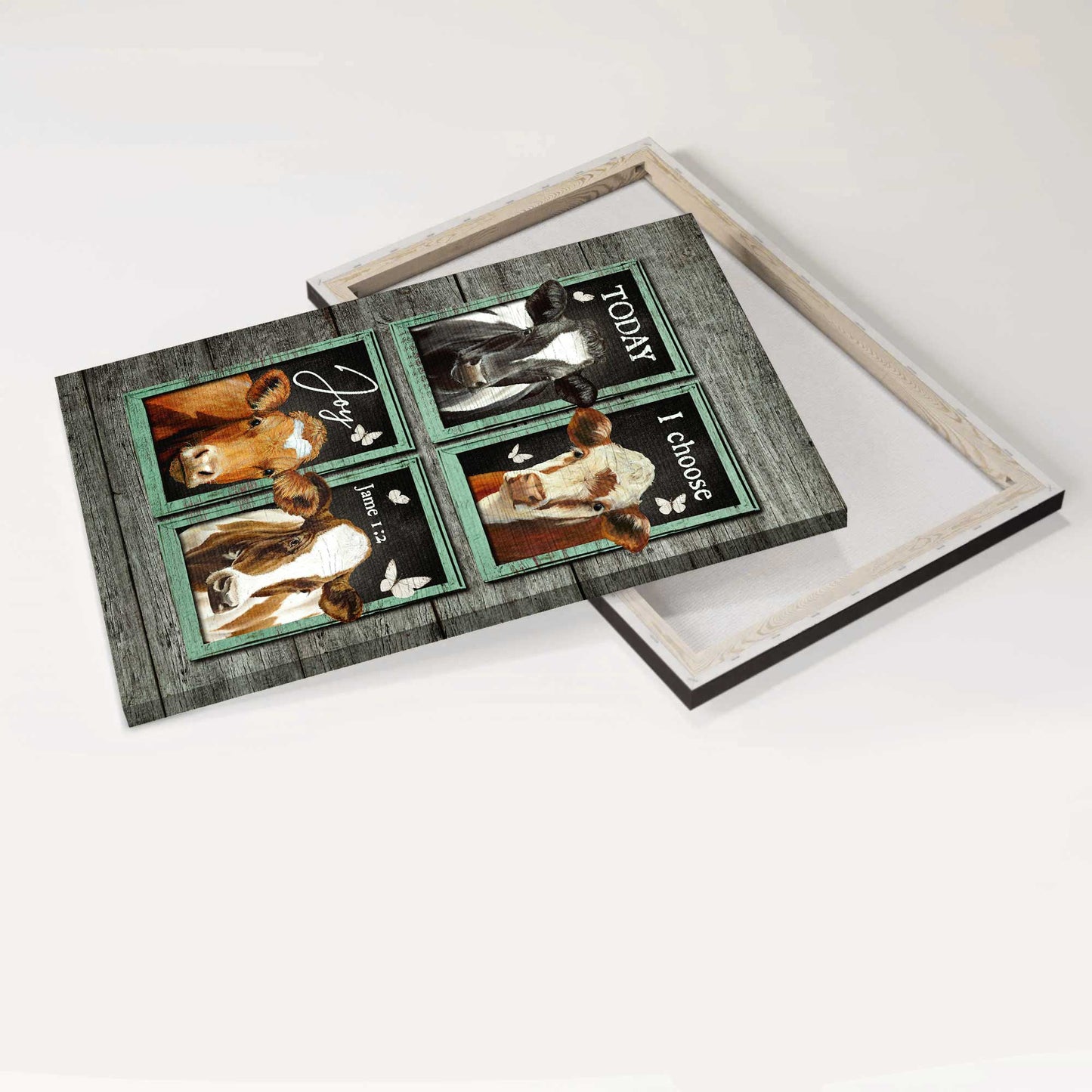 Jesus Portrait Canvas - Beautiful cow painting, Mint window, Butterfly Portrait Canvas - Gift For Christian - Today I choose joy