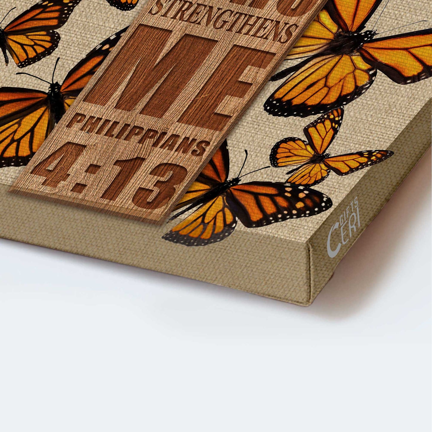 Jesus Portrait Canvas - Beautiful cross, Orange butterfly Portrait Canvas - Gift For Christian - I can do all things through Christ who strengthens me