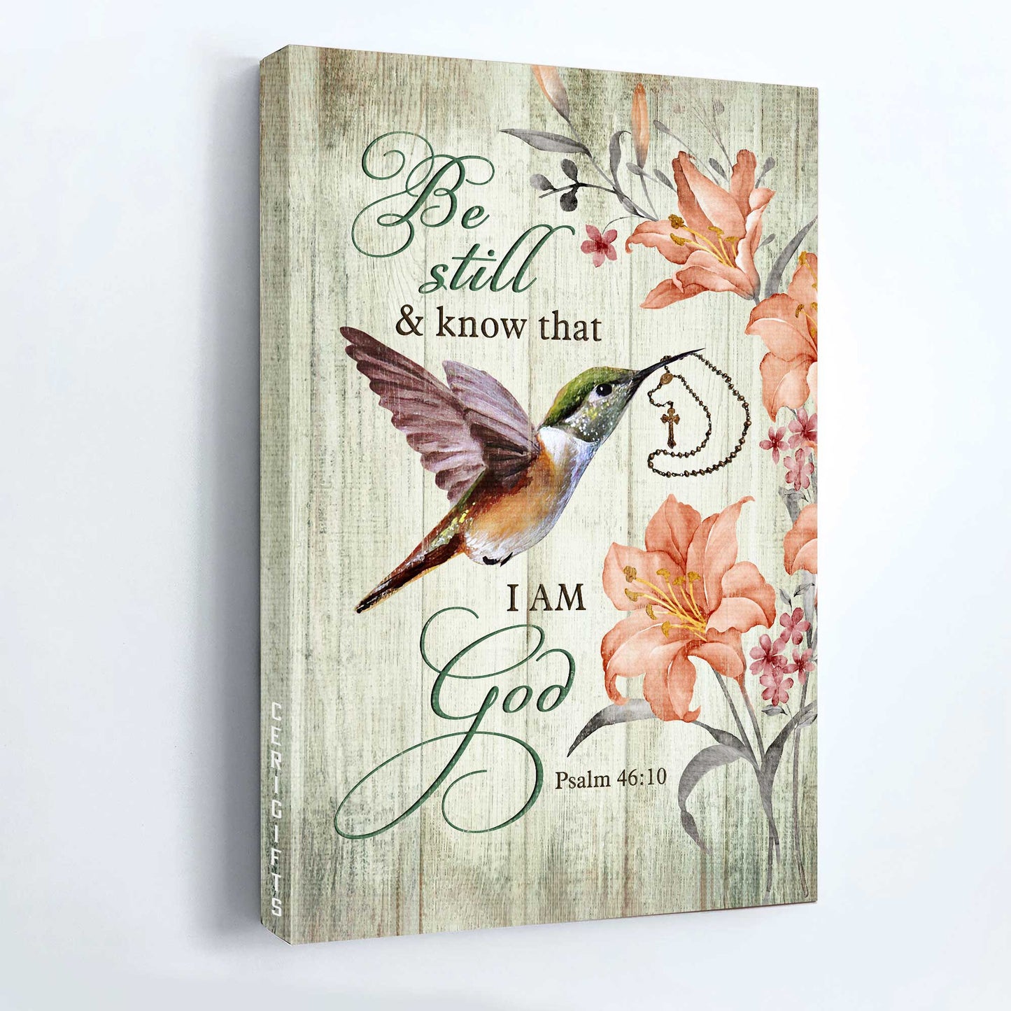 Jesus Portrait Canvas - Beautiful hummingbird, Orange lily, Cross bracelet Portrait Canvas - Gift For Christian - Be still I am God