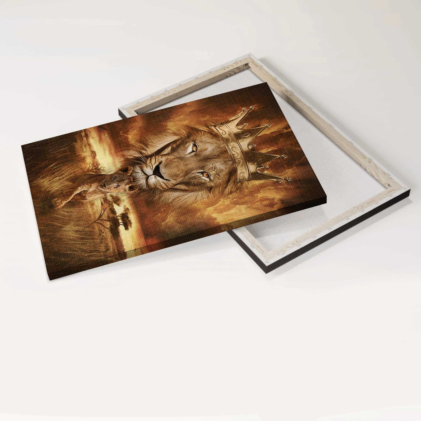 Jesus Portrait Canvas - Beautiful lion drawing, Golden crown, Becoming a king Portrait Canvas - Gift For Christian