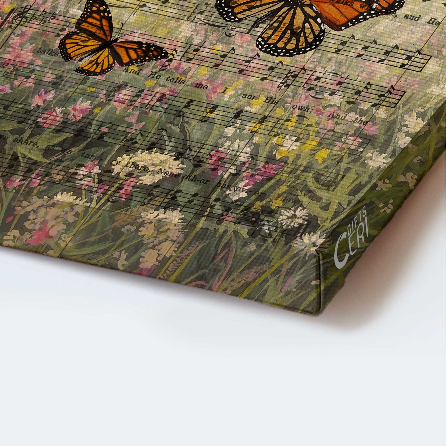 Jesus Portrait Canvas - Beautiful music sheet, Orange butterfly, Brilliant flower Portrait Canvas - Gift For Christian - In the garden